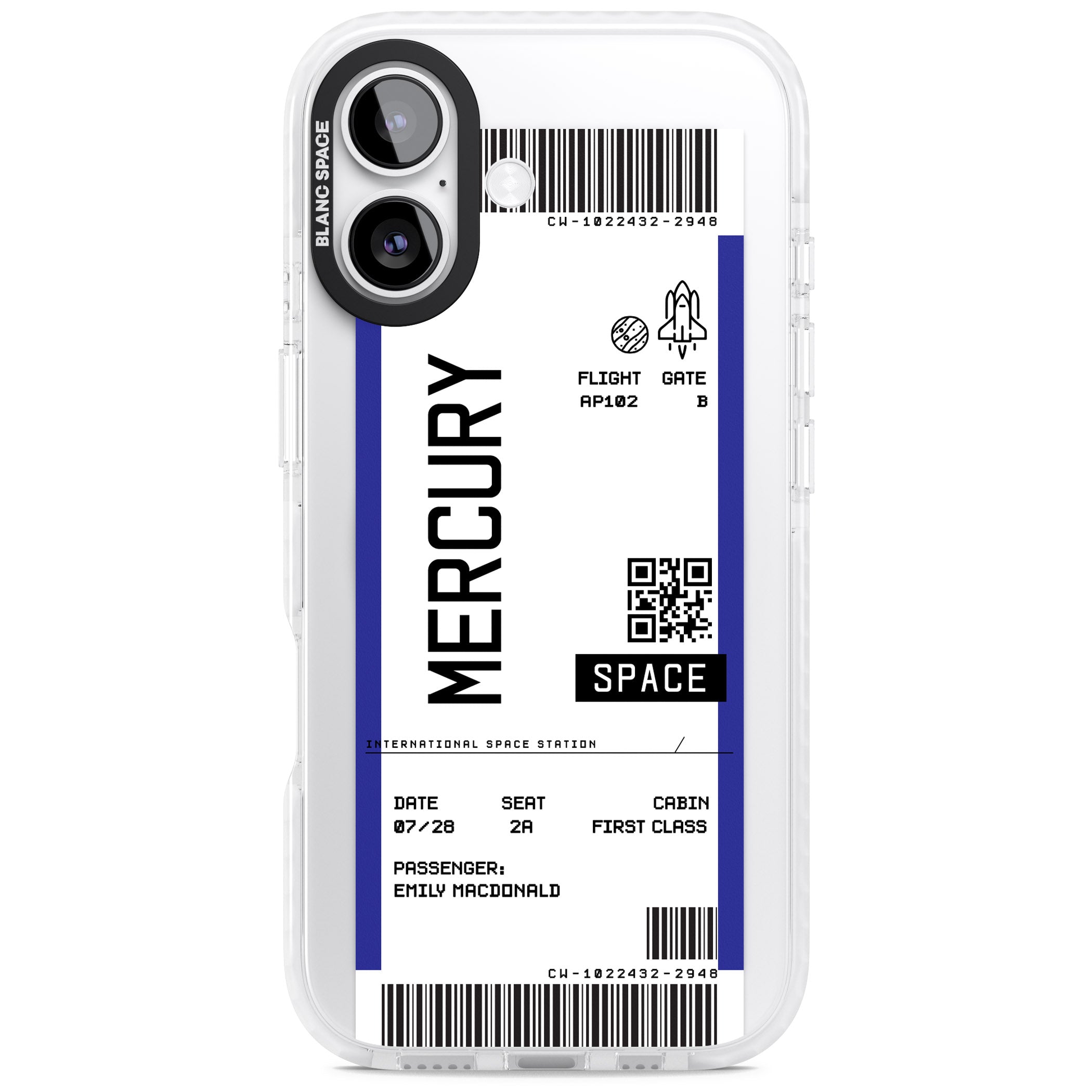 Personalised Mercury Travel Ticket iPhone 17 Impact Pro Clear Phone Case