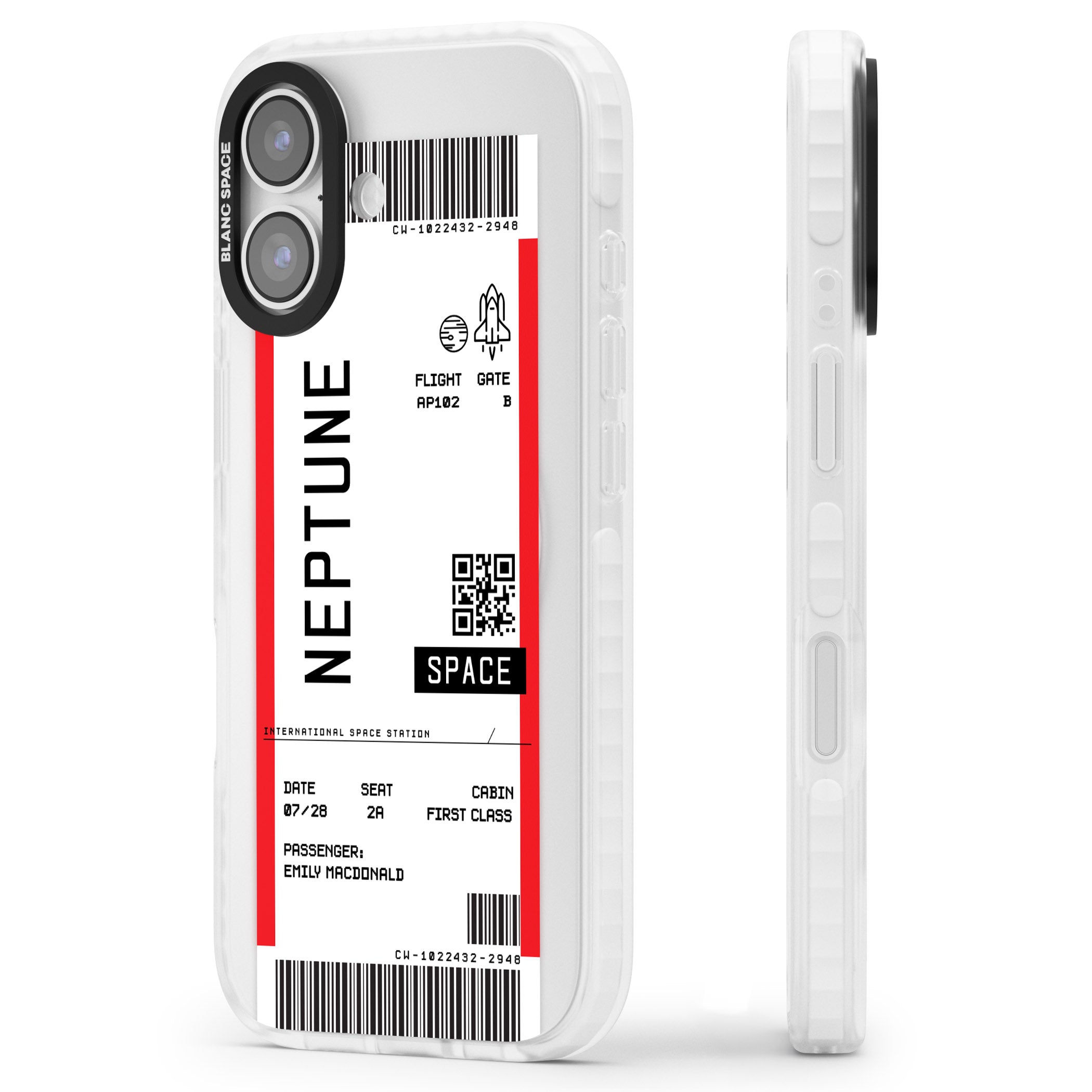 Personalised Neptune Travel Ticket iPhone 17 Impact Pro Clear Phone Case Side Profile
