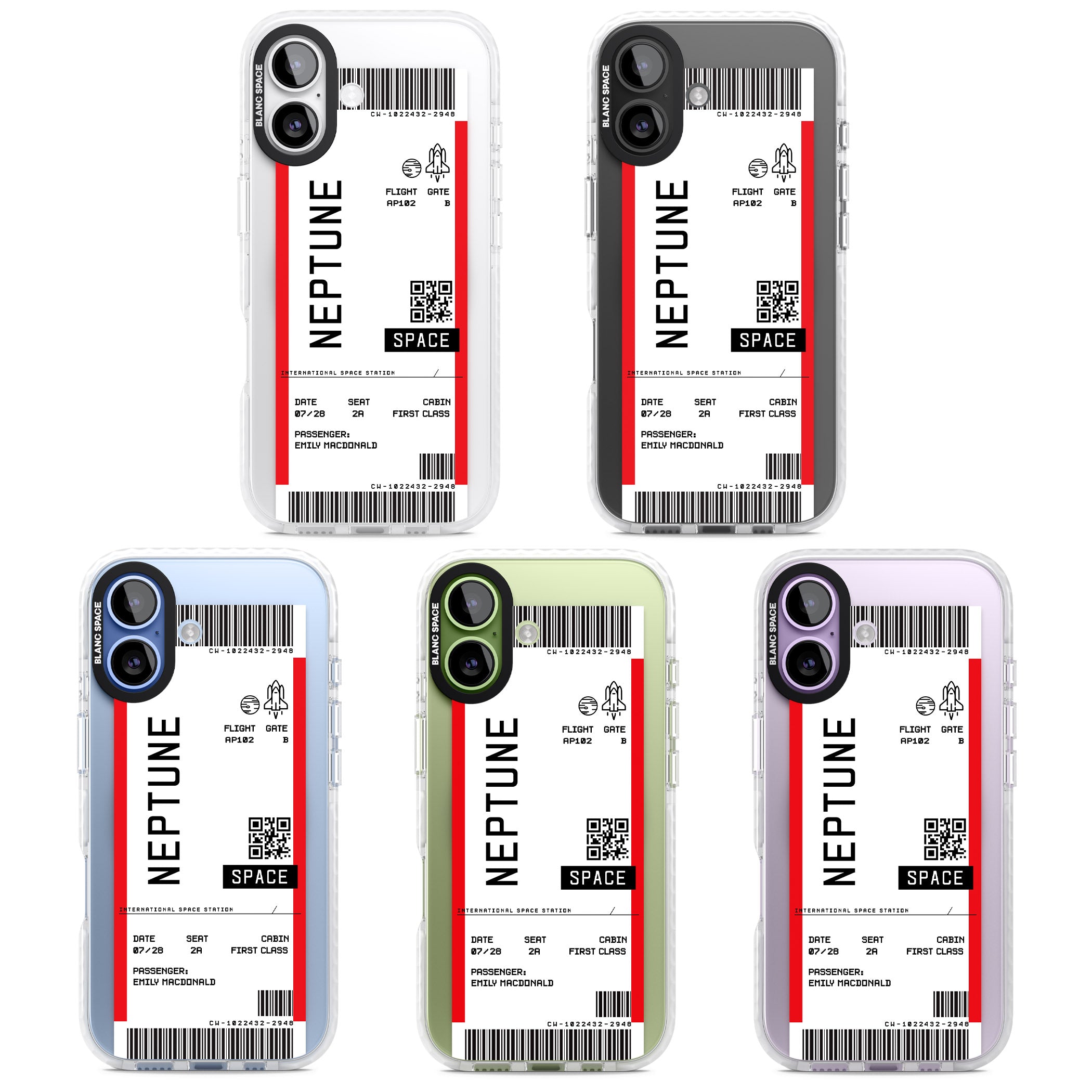 Personalised Neptune Travel Ticket iPhone 17 Impact Pro Clear Phone Case APT Impact Protection