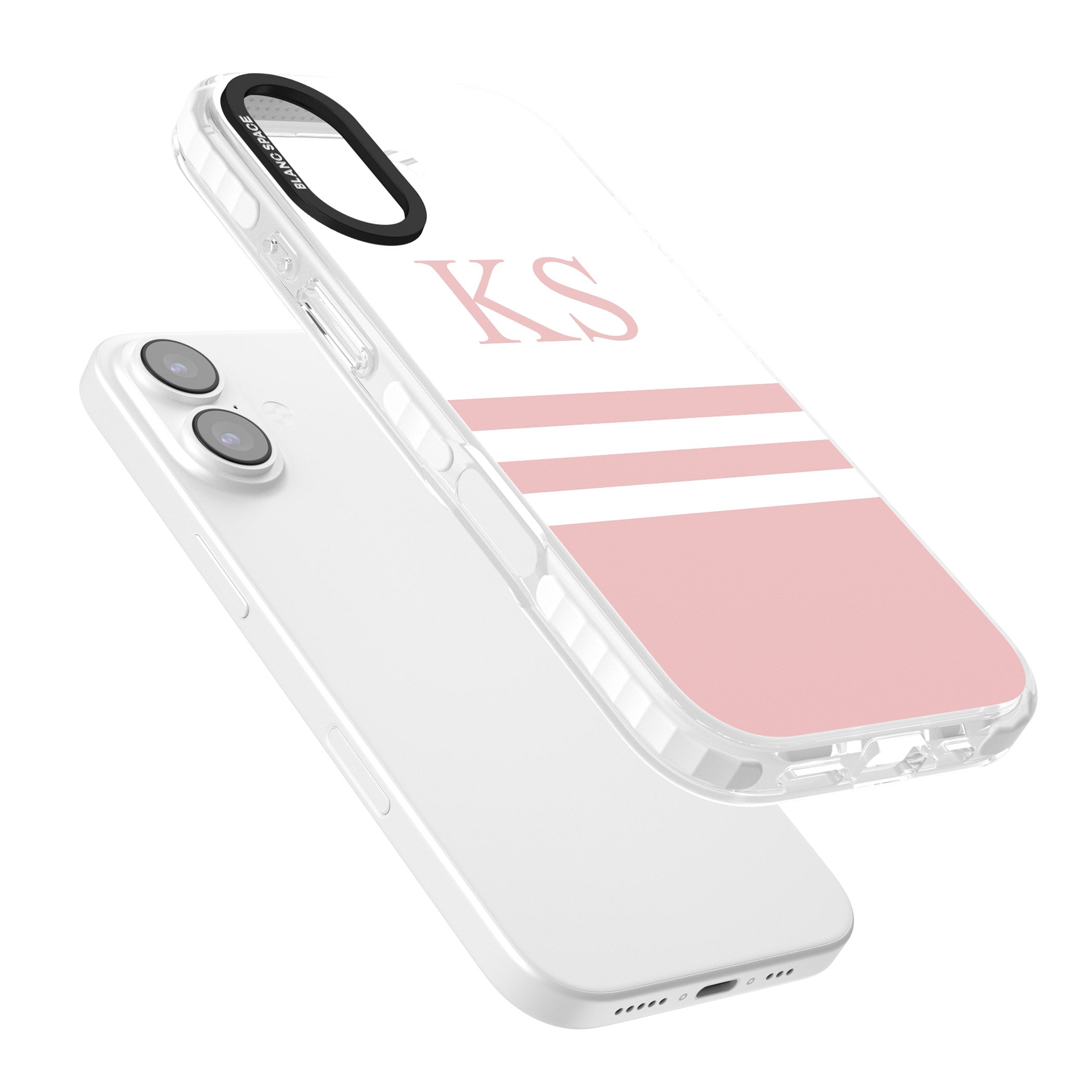 Personalised Pink Stripes & Initials iPhone 17 Impact Pro Clear Phone Case Colours