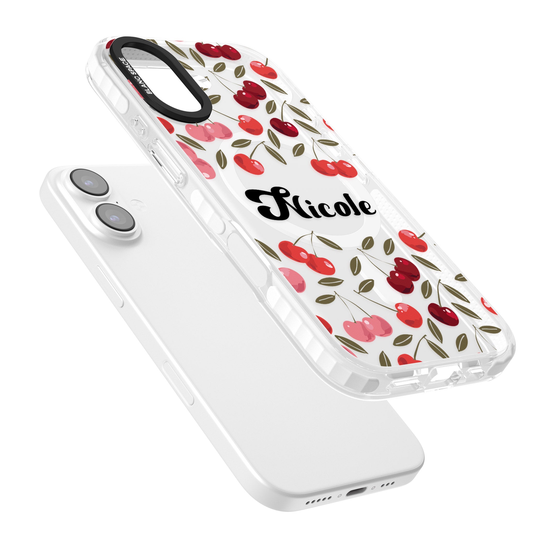 Personalised Cherry Pattern iPhone 17 Impact Pro Clear Phone Case Colours