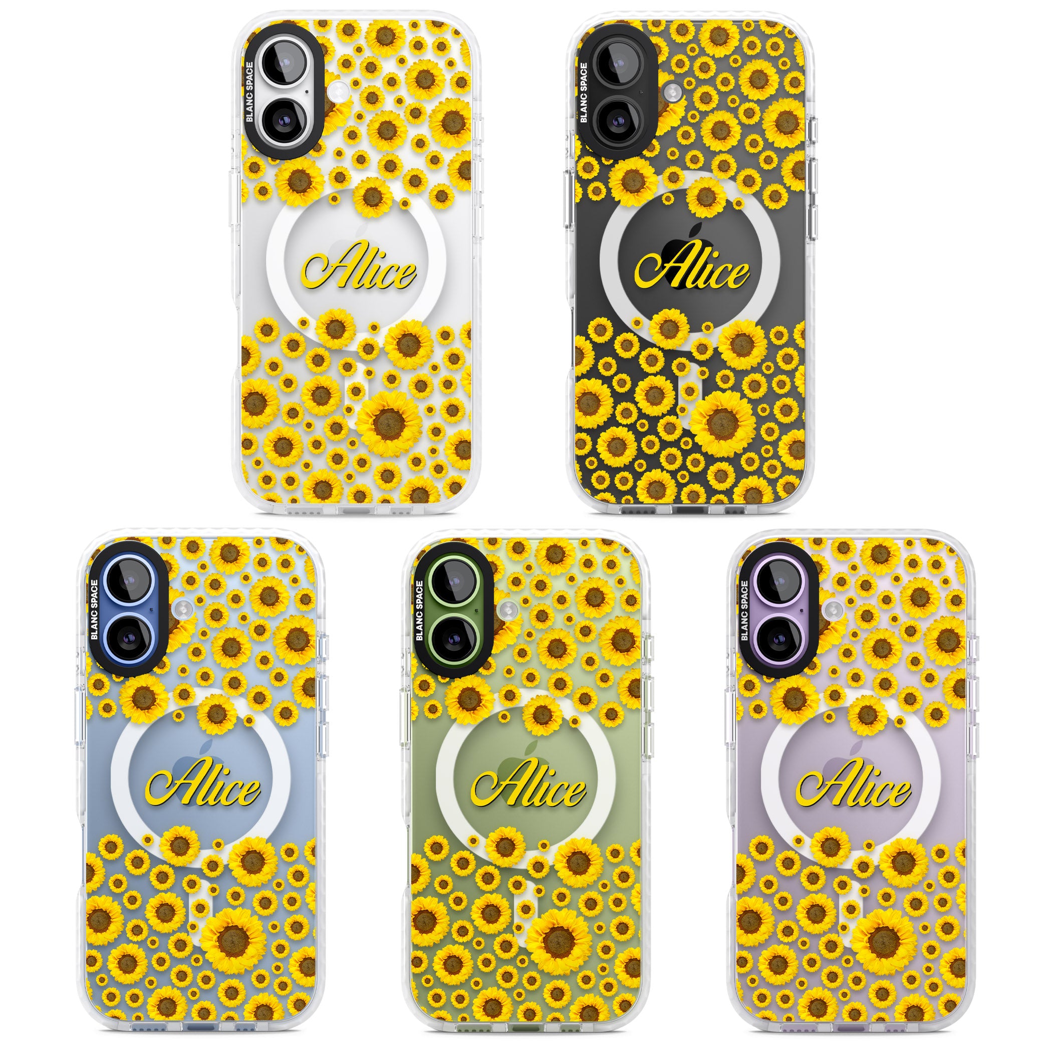 Personalised Sunflowers iPhone 17 Impact Pro Clear Phone Case APT Impact Protection