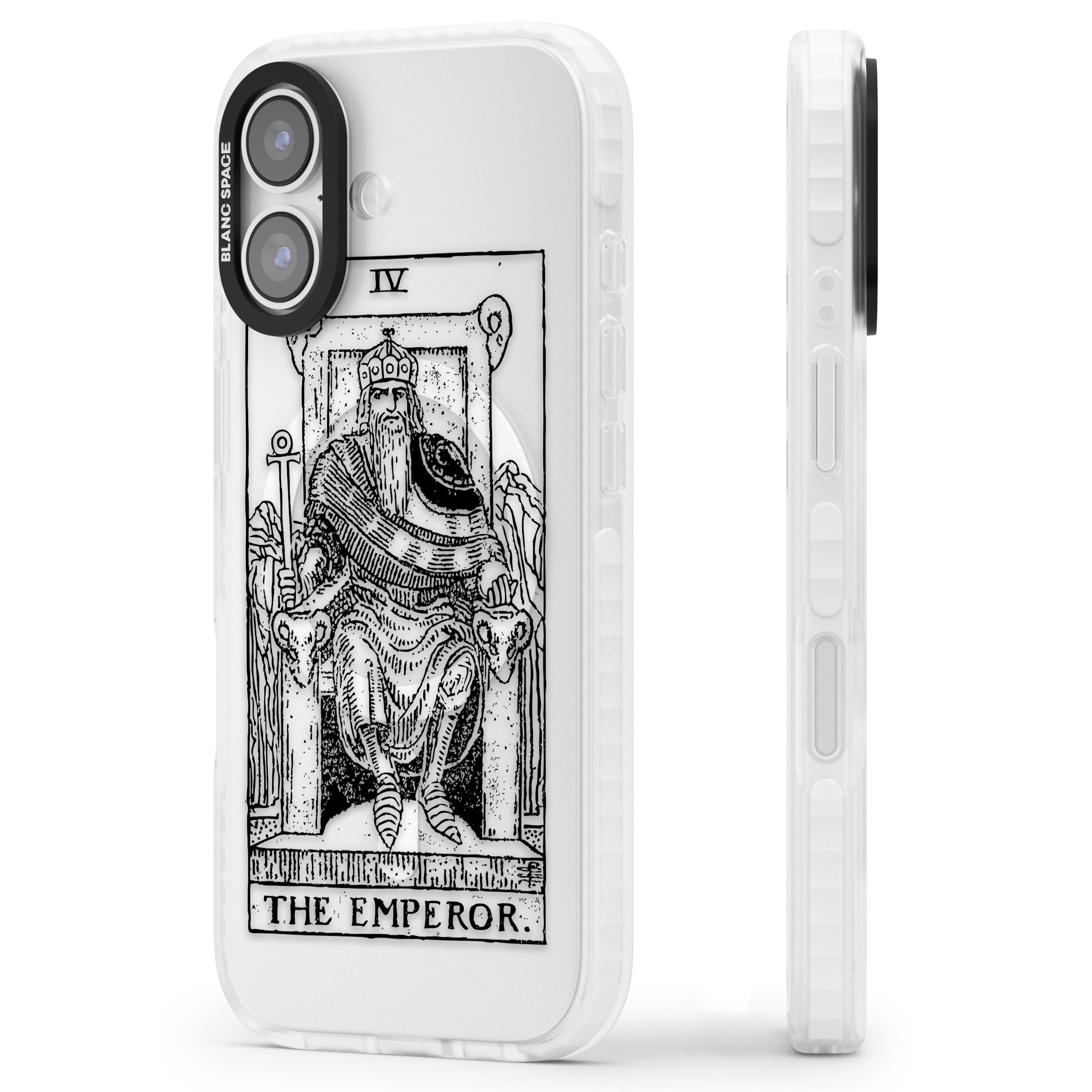 Personalised The Emperor Tarot iPhone 17 Impact Pro Clear Phone Case Side Profile