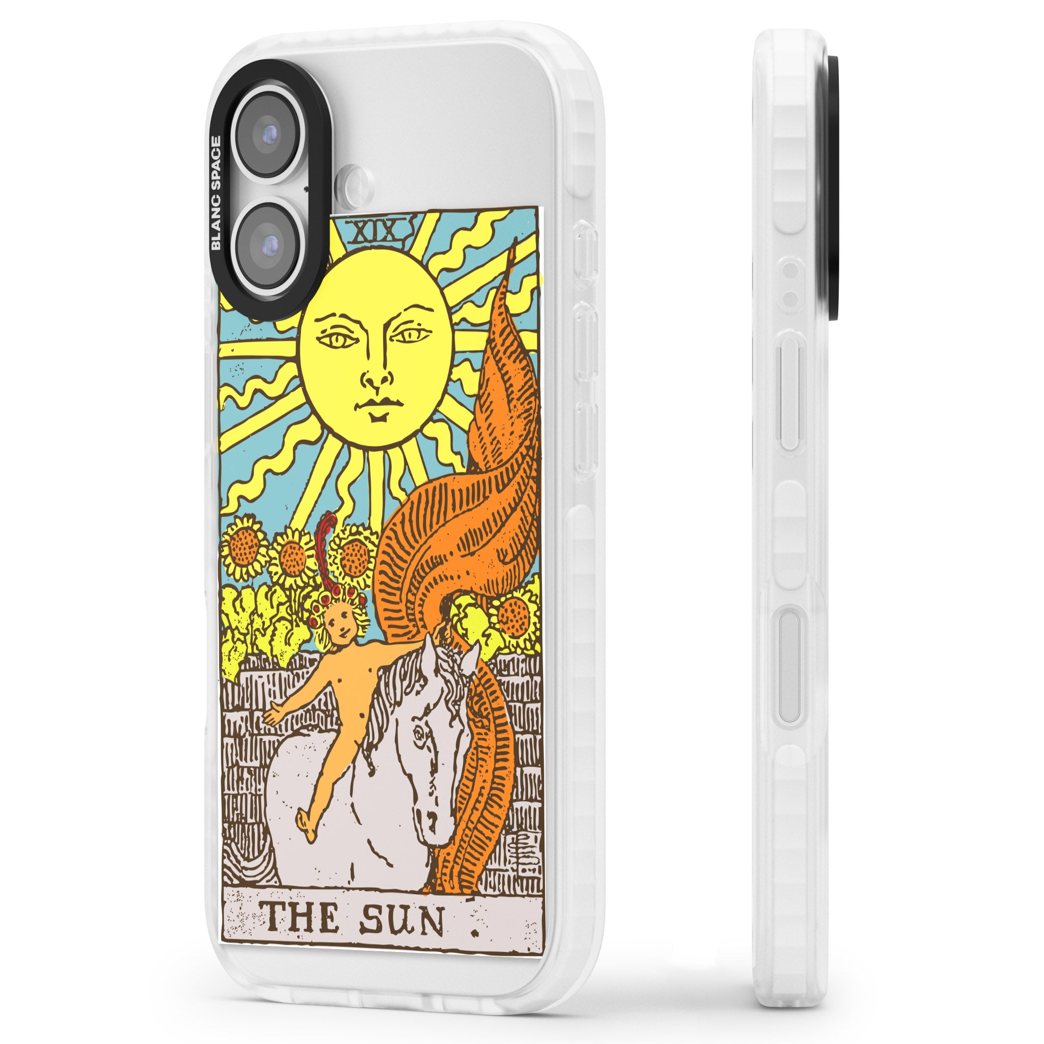 Personalised The Sun Tarot Card (Color) iPhone 17 Impact Pro Clear Phone Case Side Profile