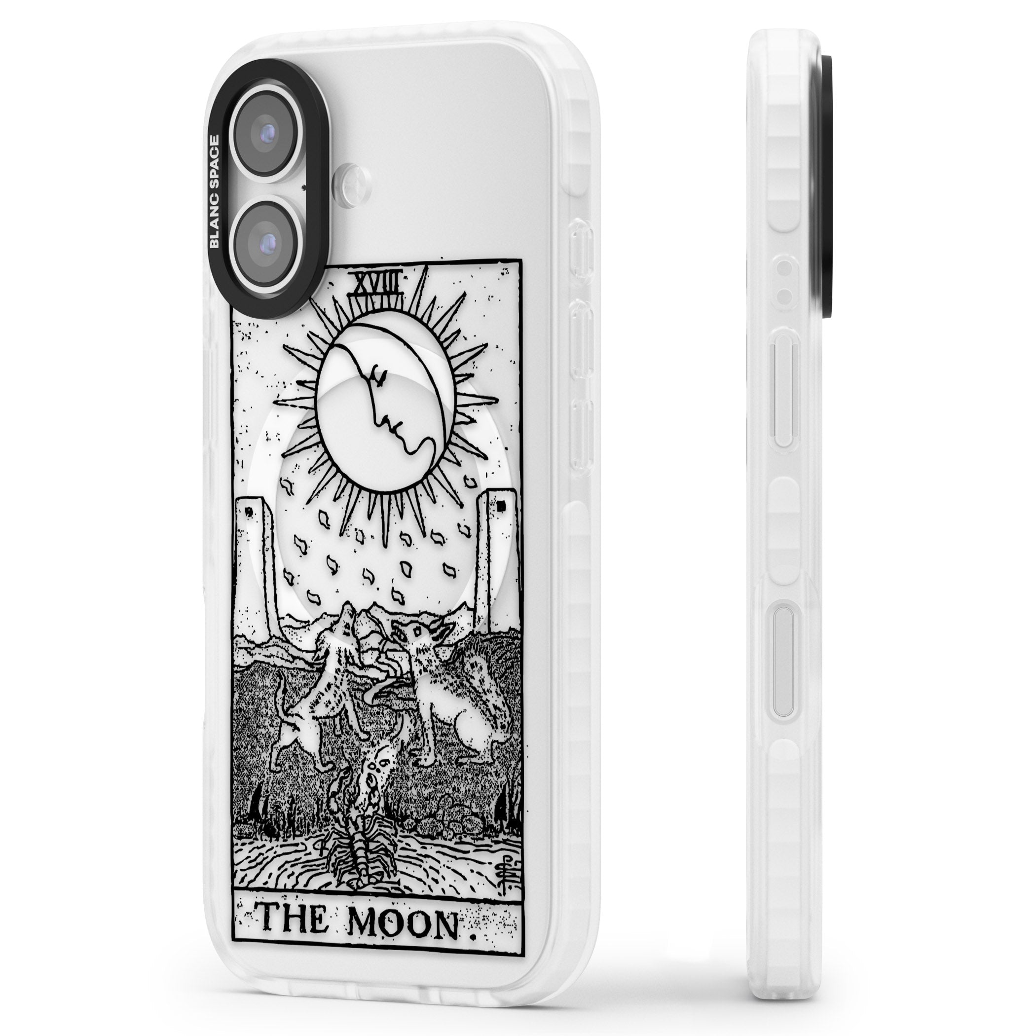 Personalised The Moon Tarot Card (Clear) iPhone 17 Impact Pro Clear Phone Case Side Profile