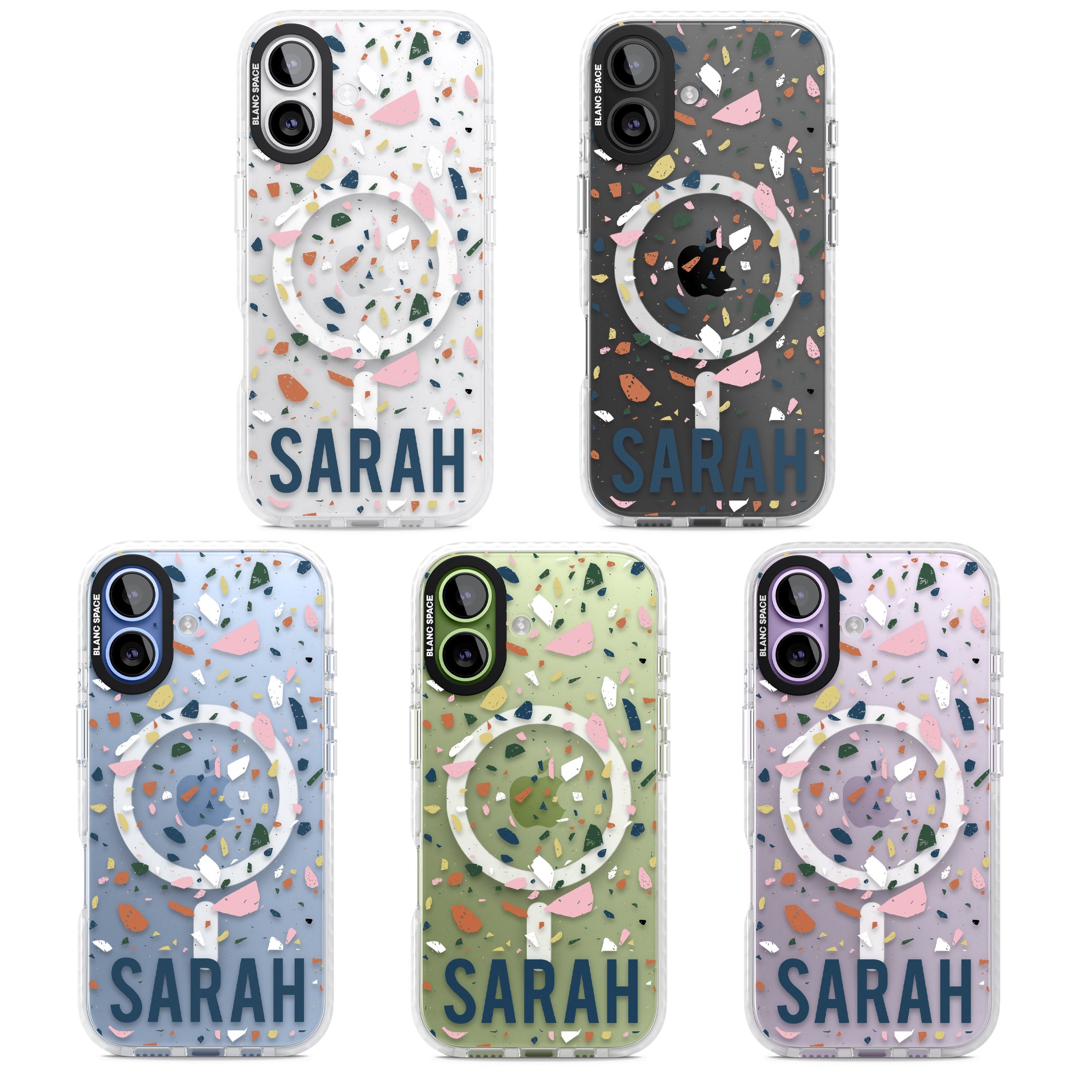 Personalised Terrazzo iPhone 17 Impact Pro Clear Phone Case APT Impact Protection