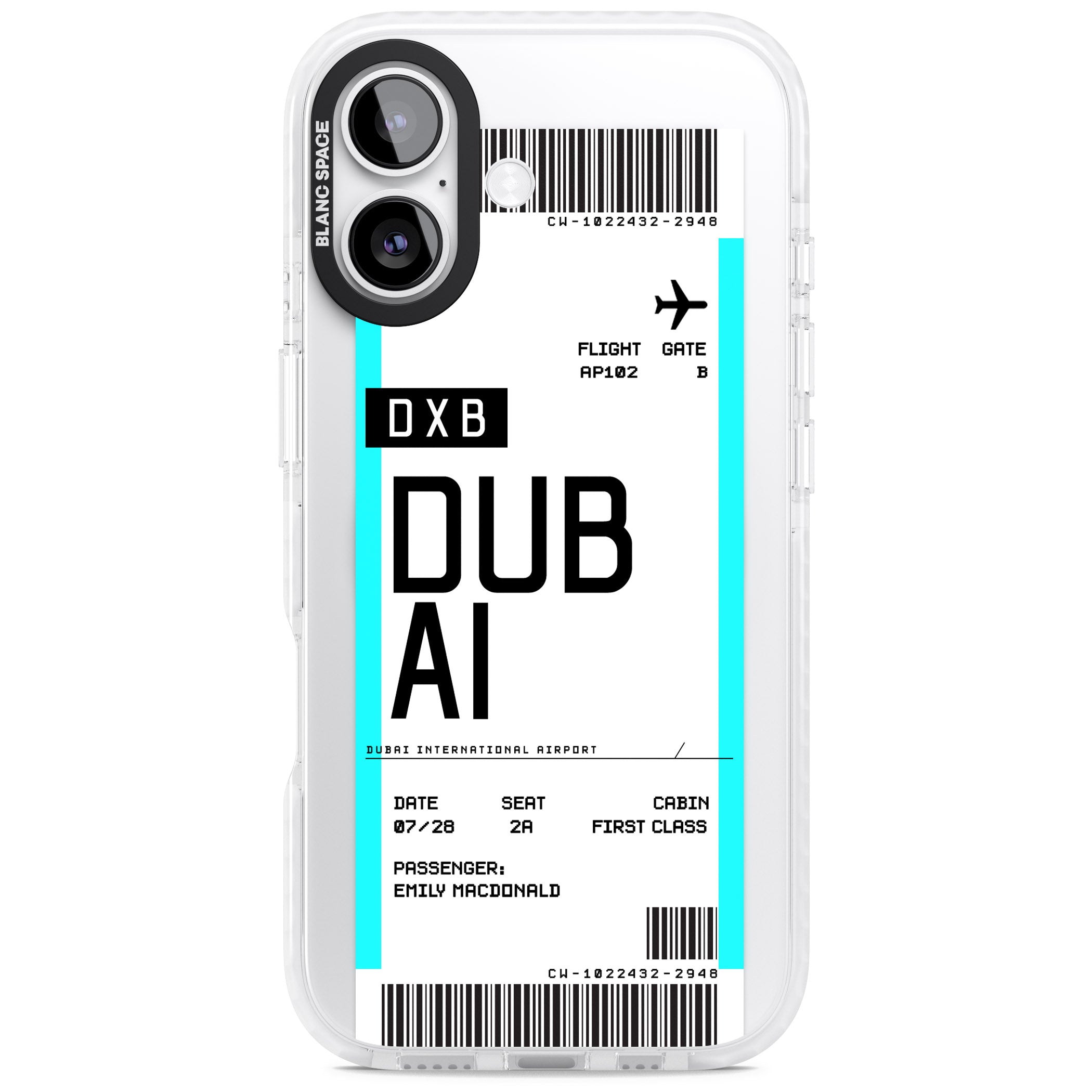 Personalised Dubai Boarding Pass iPhone 17 Impact Pro Clear Phone Case