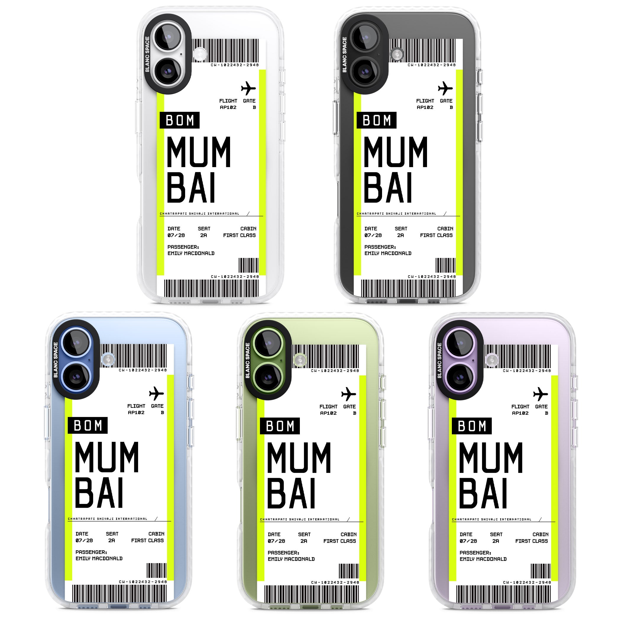 Personalised Mumbai Boarding Pass iPhone 17 Impact Pro Clear Phone Case APT Impact Protection