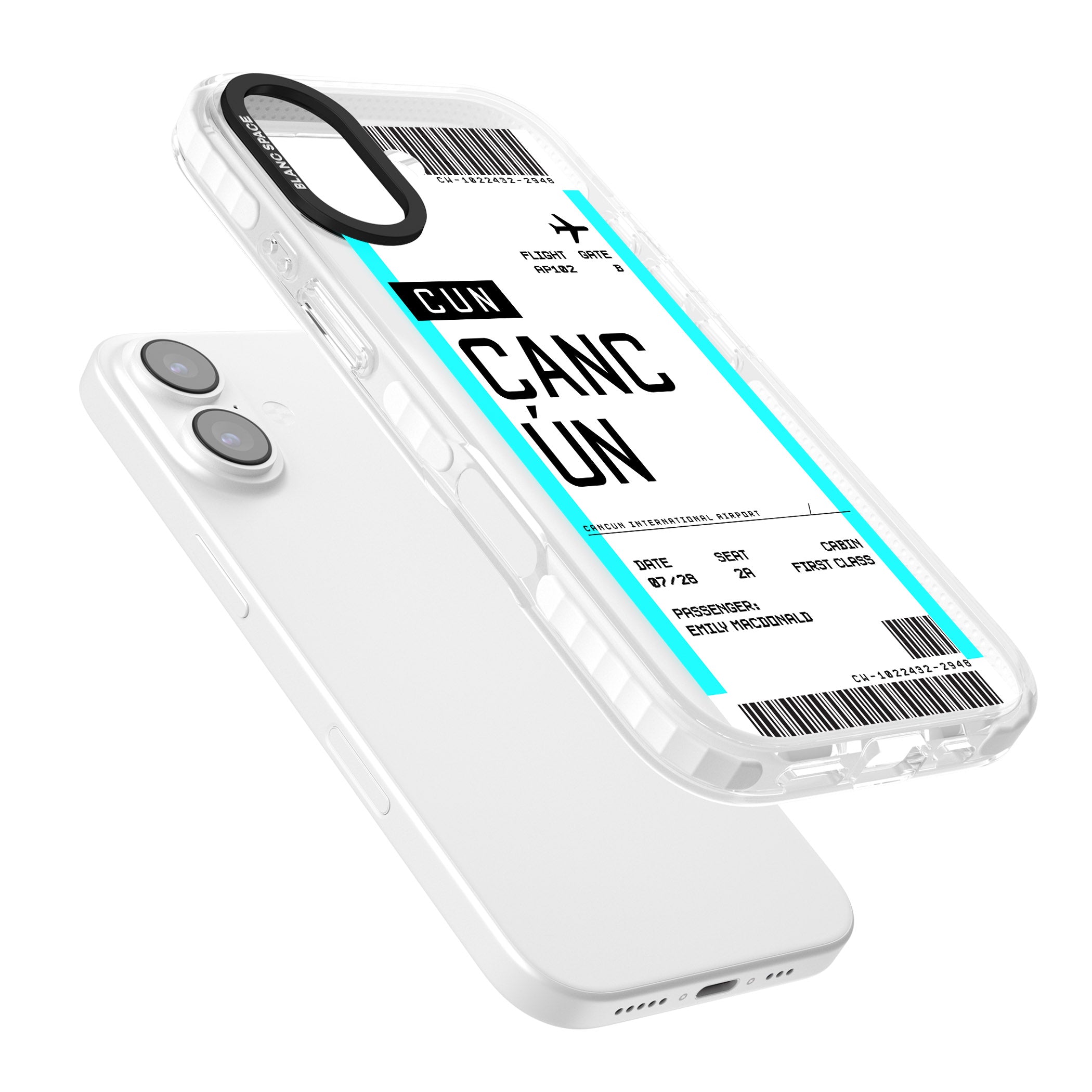 Personalised Cancún Boarding Pass iPhone 17 Impact Pro Clear Phone Case Colours