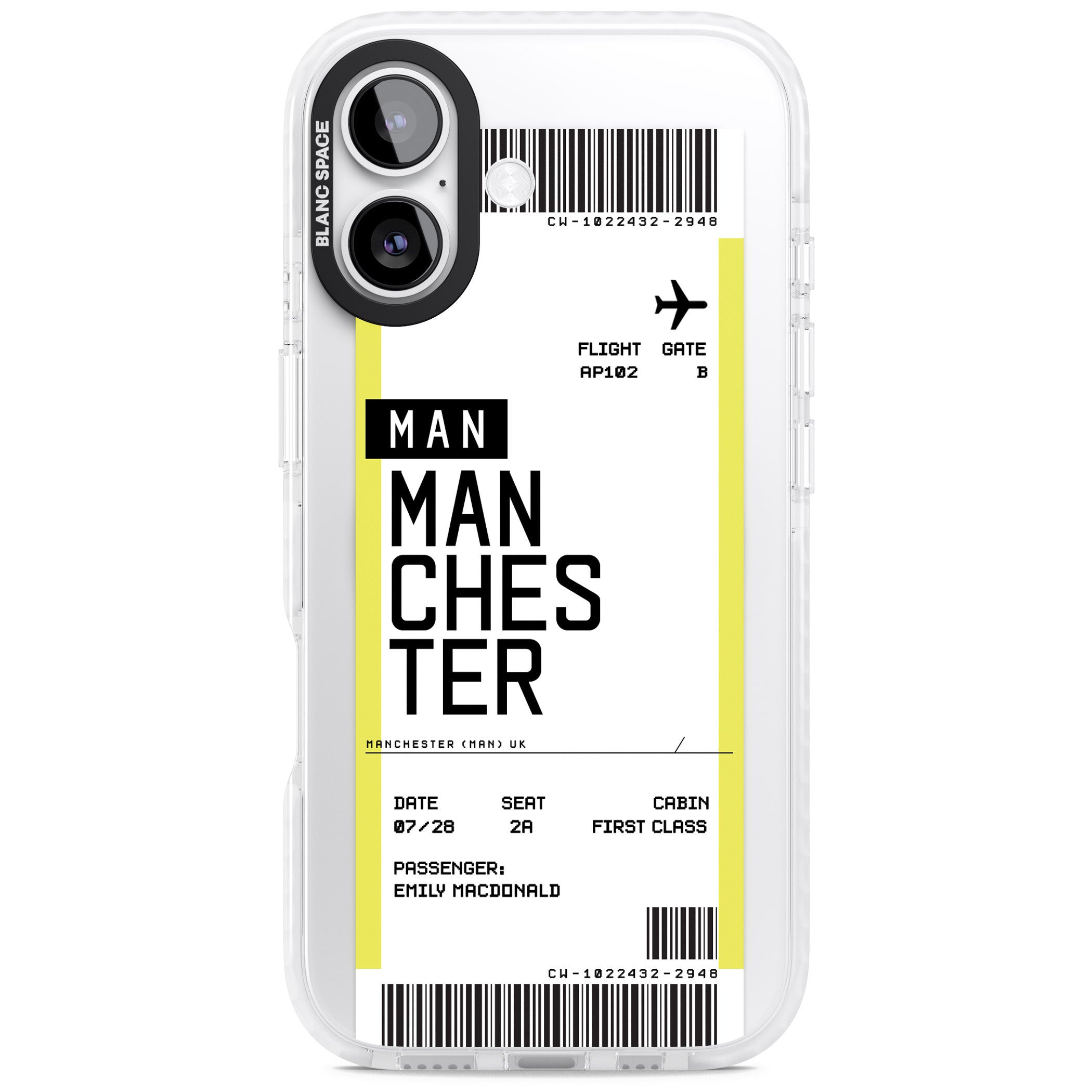 Personalised Manchester Boarding Pass iPhone 17 Impact Pro Clear Phone Case