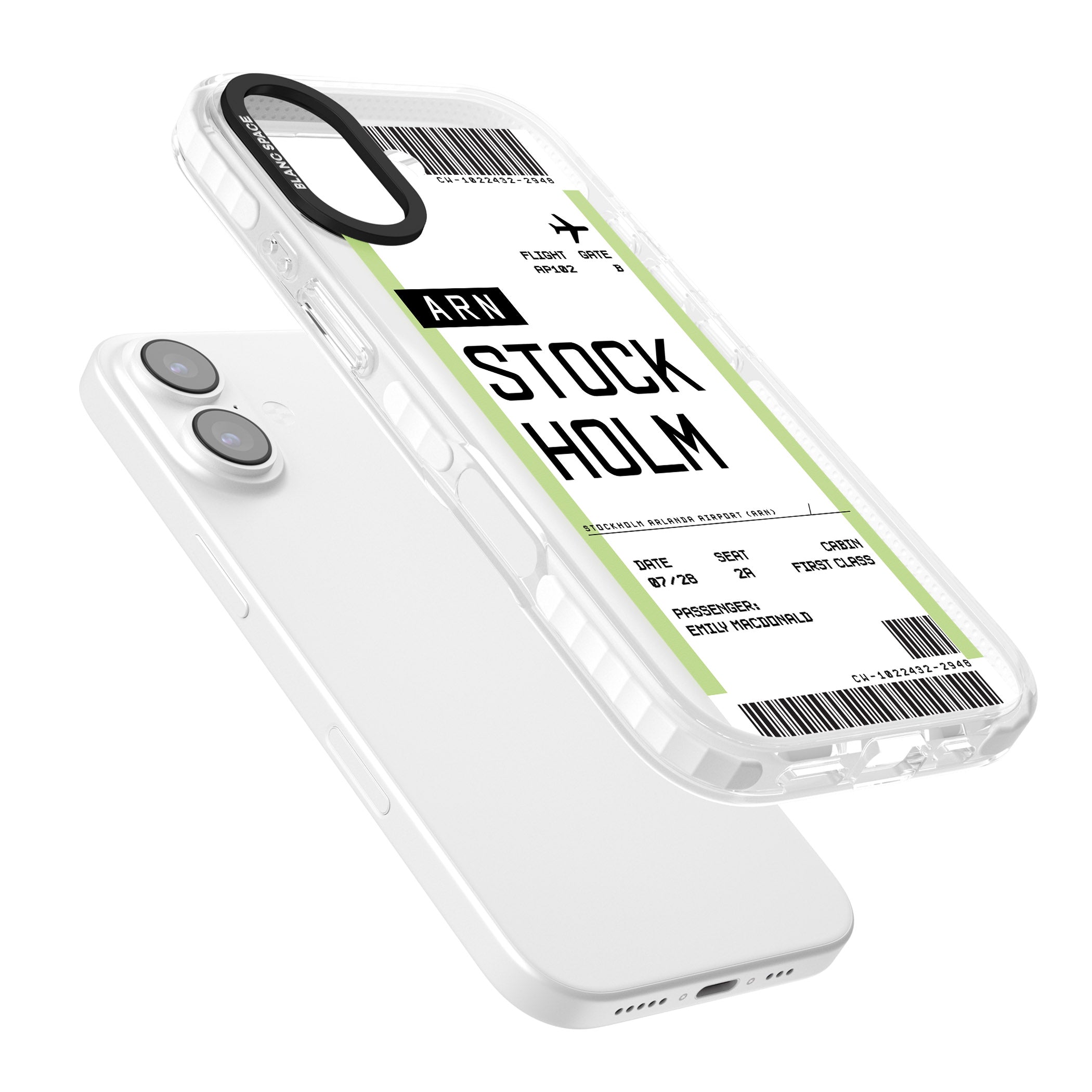 Personalised Stockholm Boarding Pass iPhone 17 Impact Pro Clear Phone Case Colours