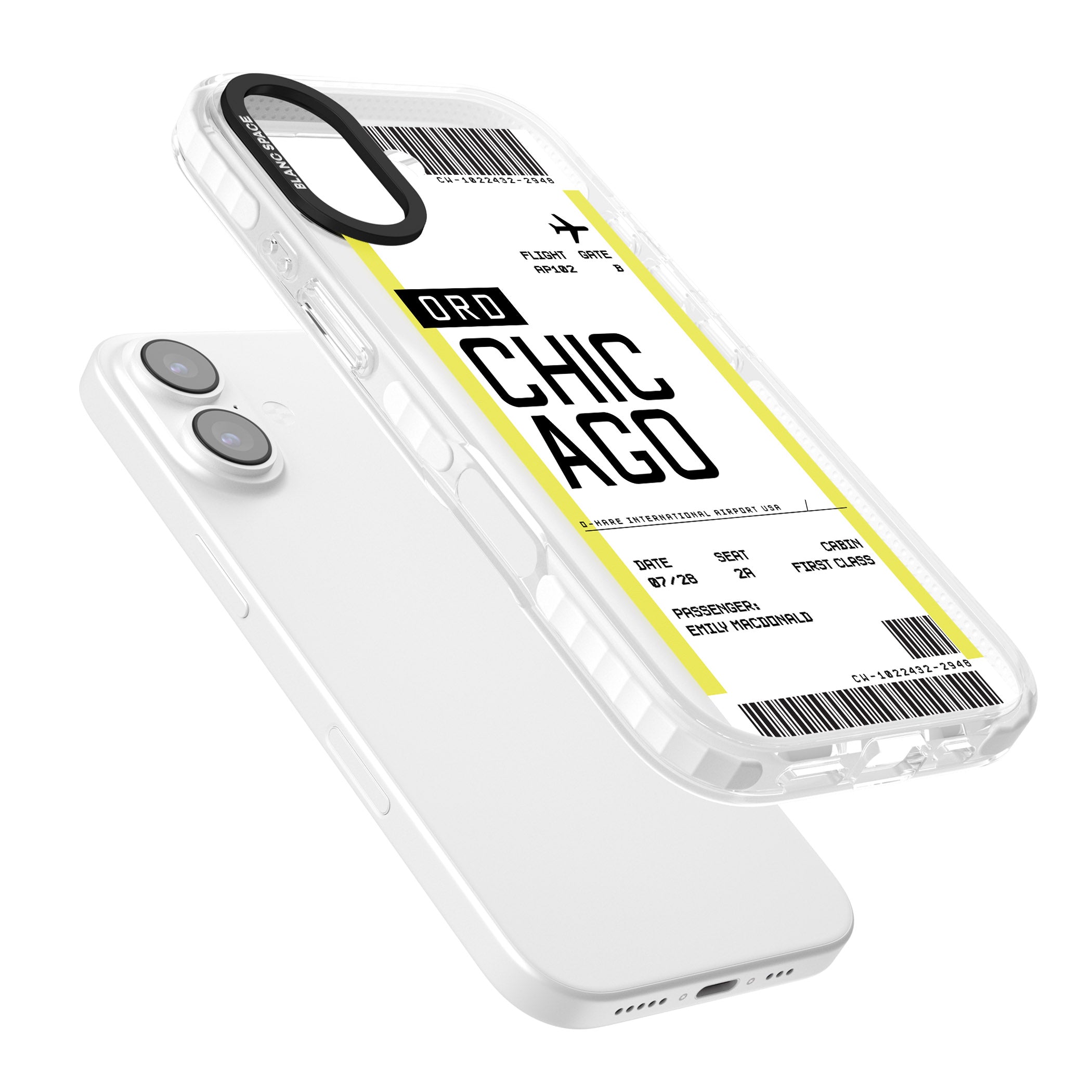 Personalised Chicago Boarding Pass iPhone 17 Impact Pro Clear Phone Case Colours