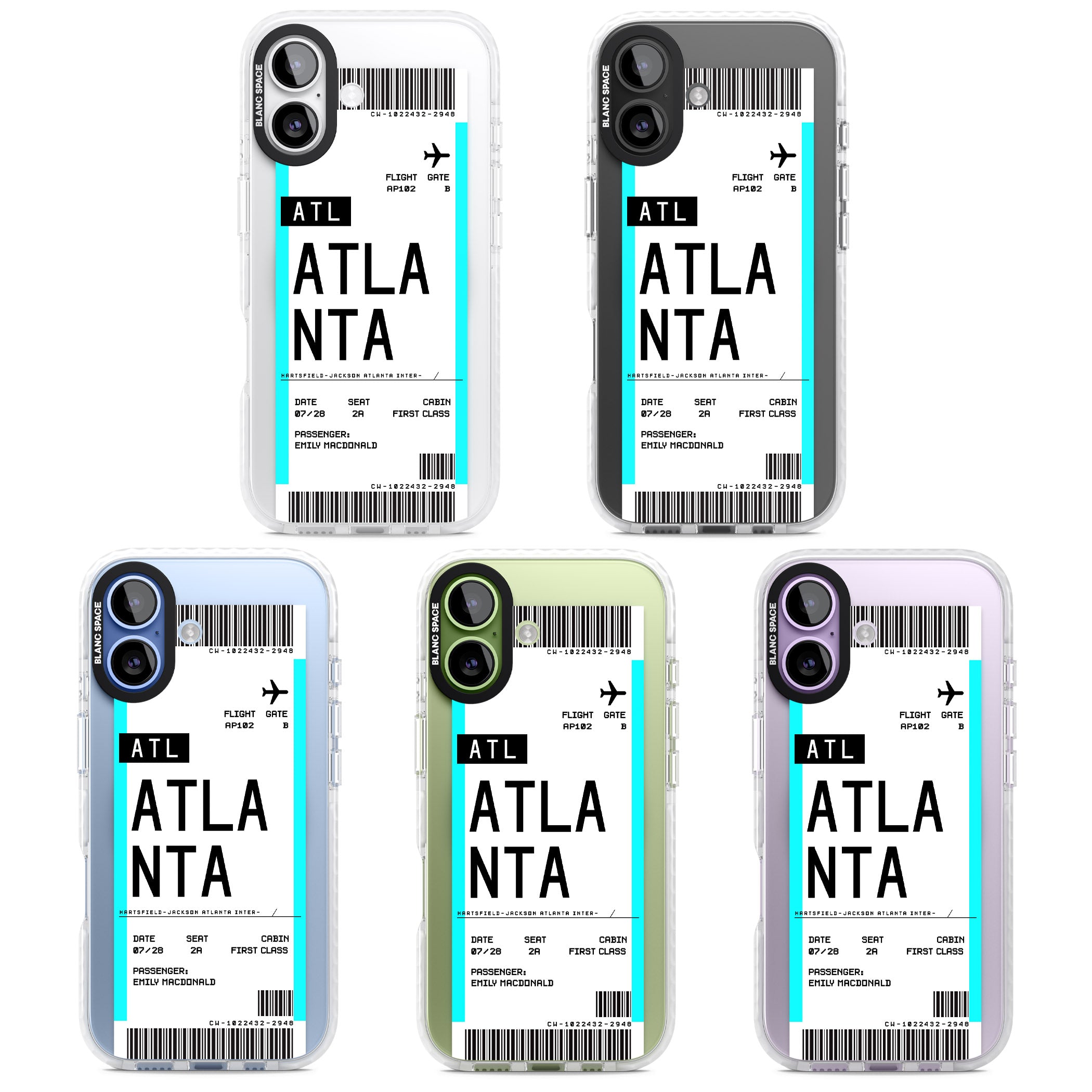 Personalised Atlanta Boarding Pass iPhone 17 Impact Pro Clear Phone Case APT Impact Protection