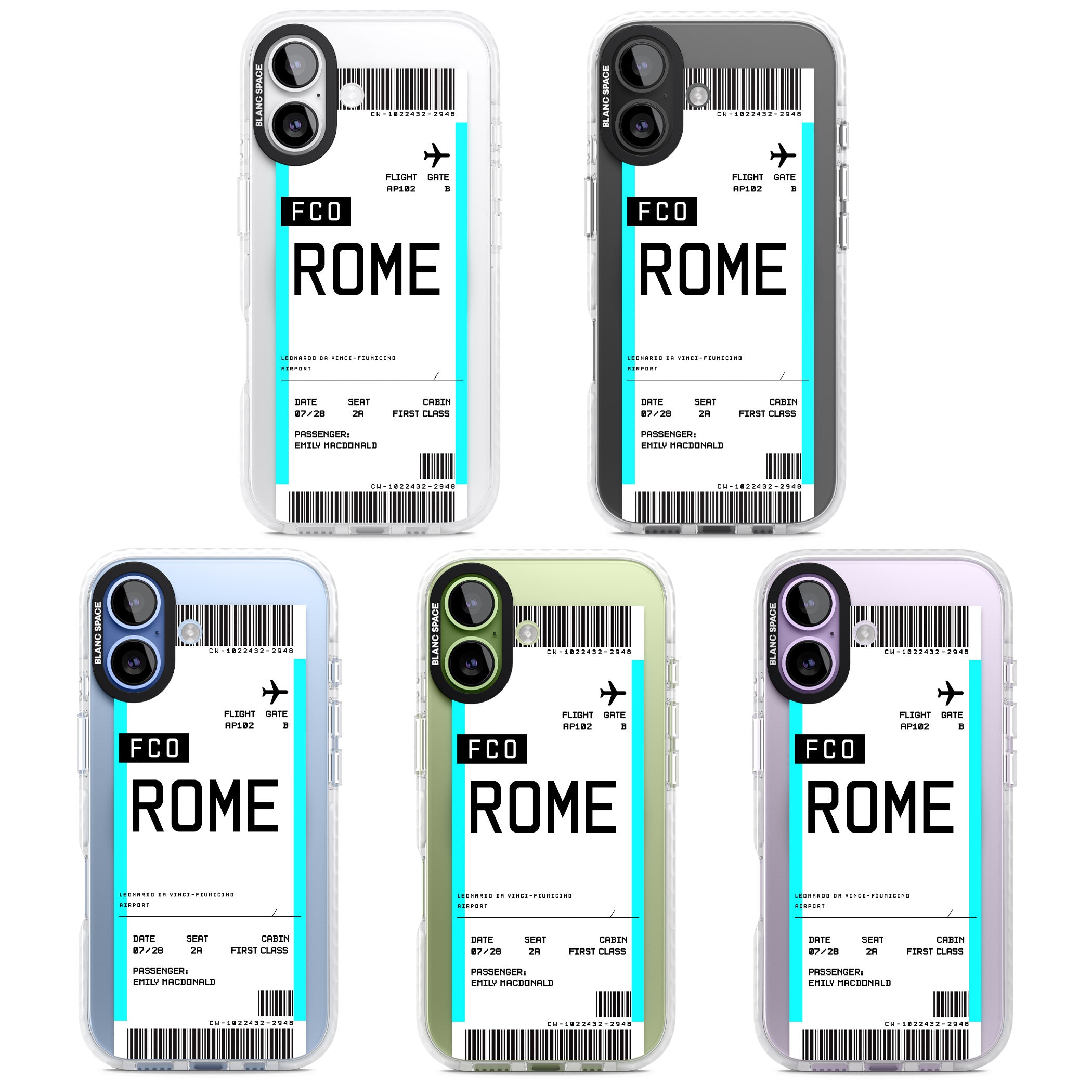 Personalised Rome Boarding Pass iPhone 17 Impact Pro Clear Phone Case APT Impact Protection