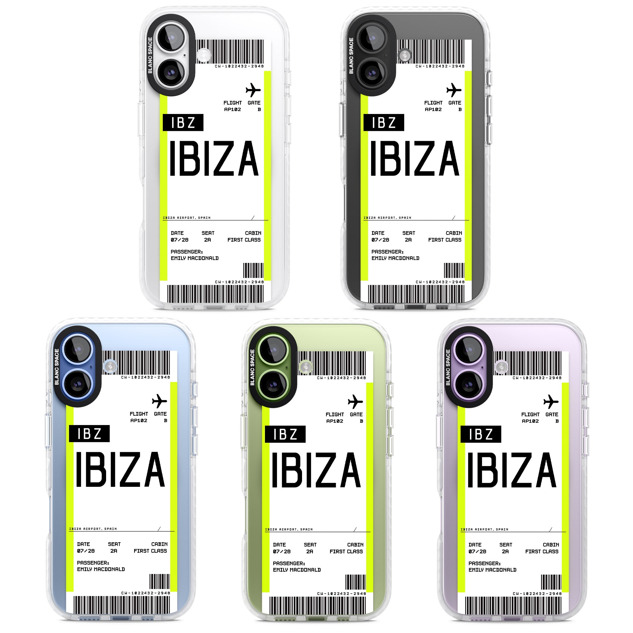 Personalised Ibiza Boarding Pass iPhone 17 Impact Pro Clear Phone Case APT Impact Protection