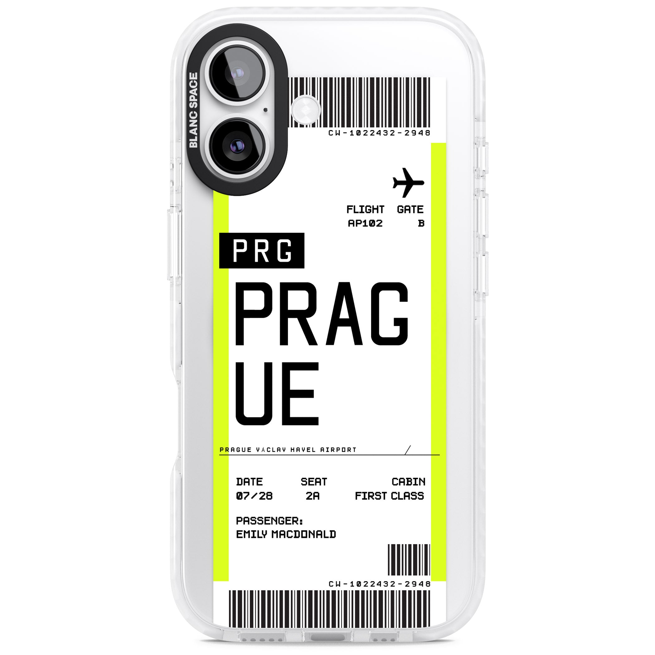 Personalised Prague Boarding Pass iPhone 17 Impact Pro Clear Phone Case