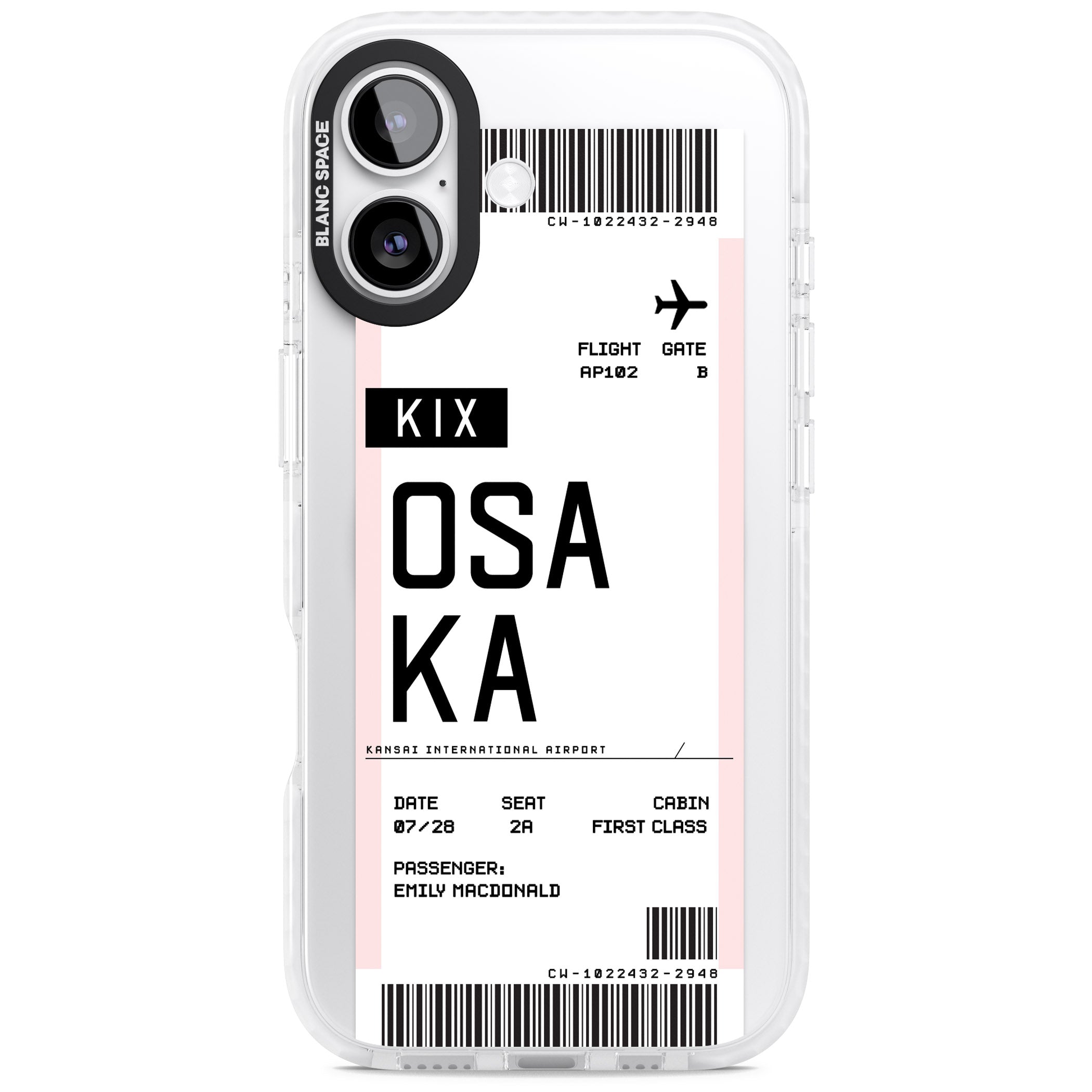 Personalised Osaka Boarding Pass iPhone 17 Impact Pro Clear Phone Case