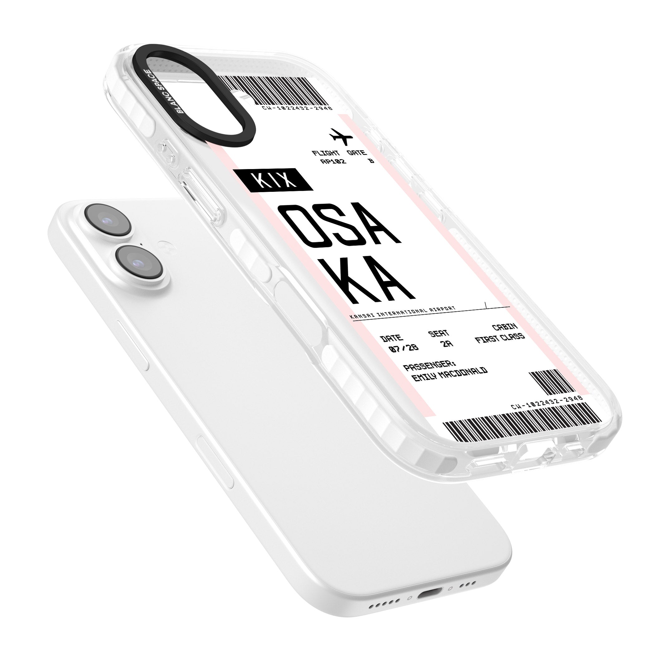Personalised Osaka Boarding Pass iPhone 17 Impact Pro Clear Phone Case Colours