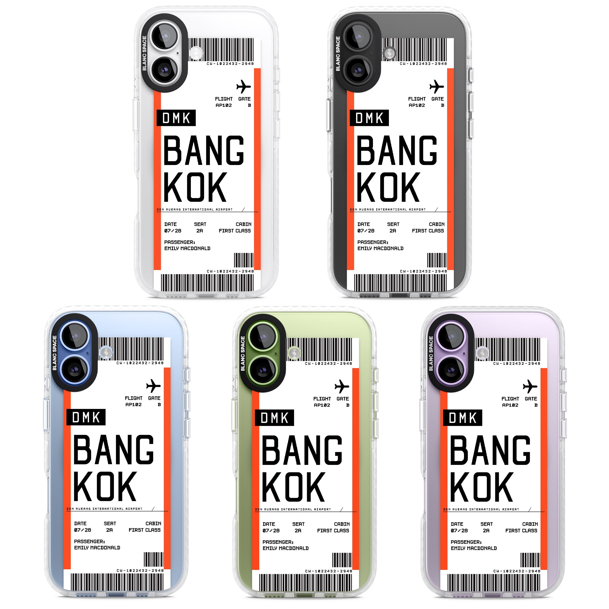 Personalised Bangkok Boarding Pass iPhone 17 Impact Pro Clear Phone Case APT Impact Protection