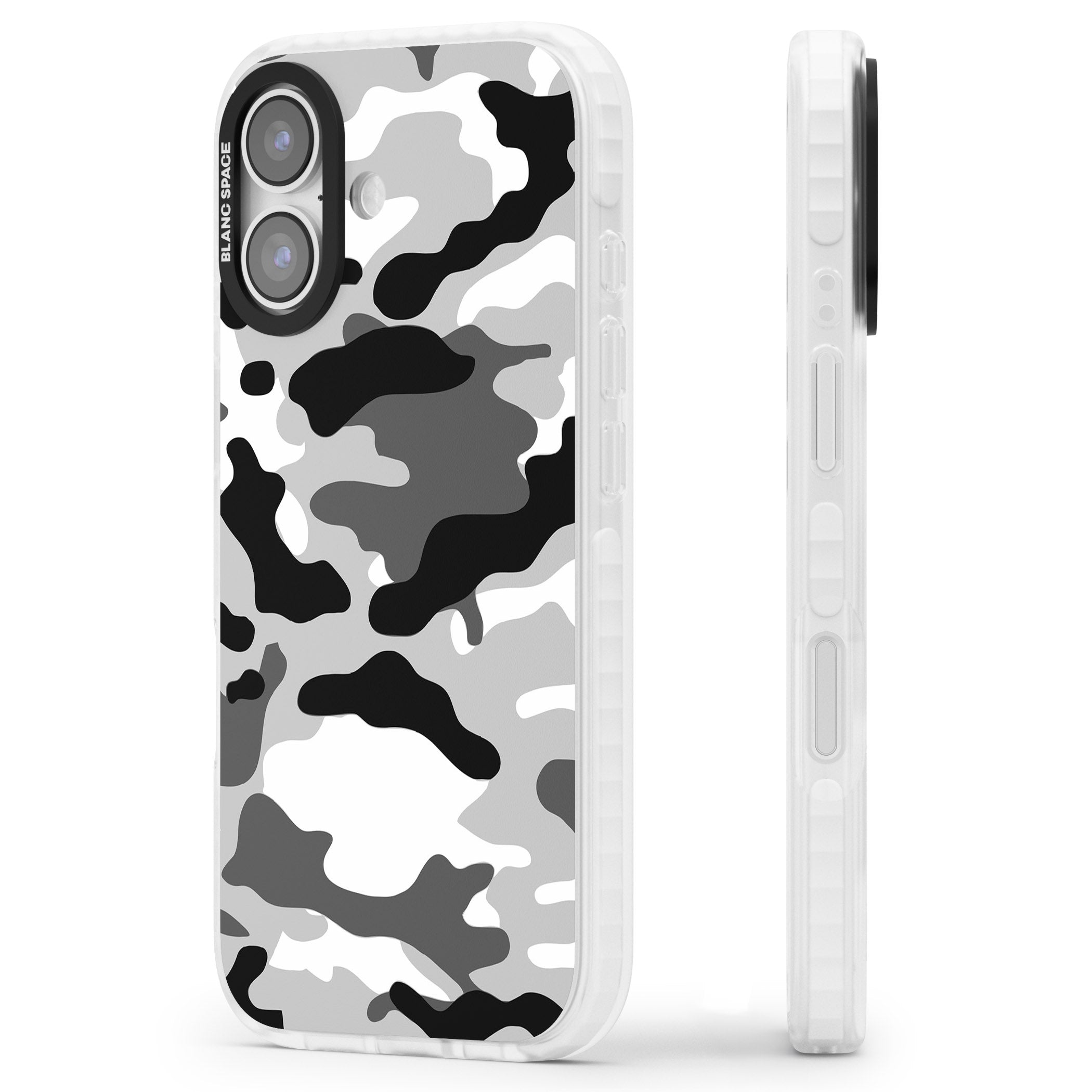 Grey Camo iPhone 17 Impact Pro Clear Phone Case Side Profile