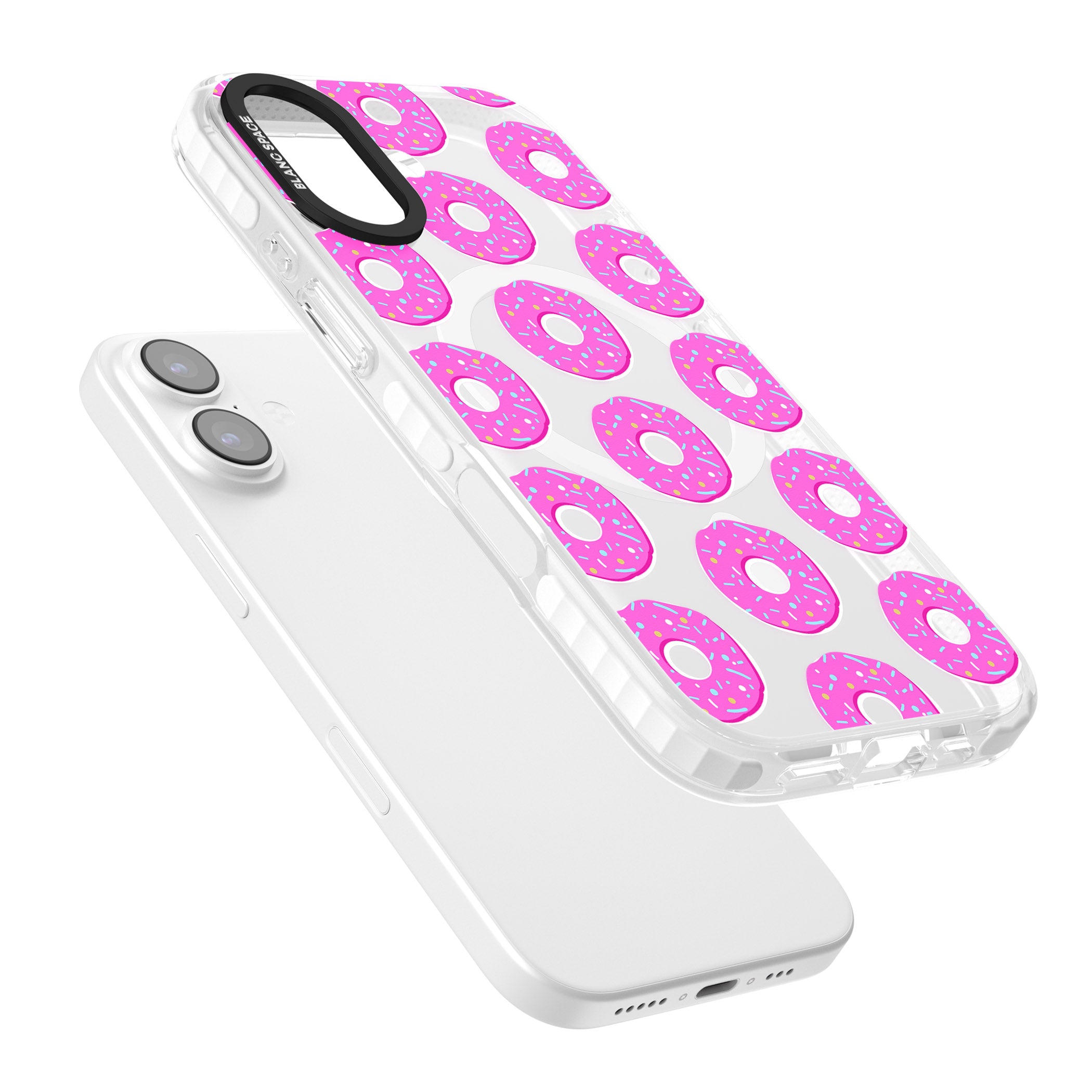 Pink Donut Pattern iPhone 17 Impact Pro Clear Phone Case Colours