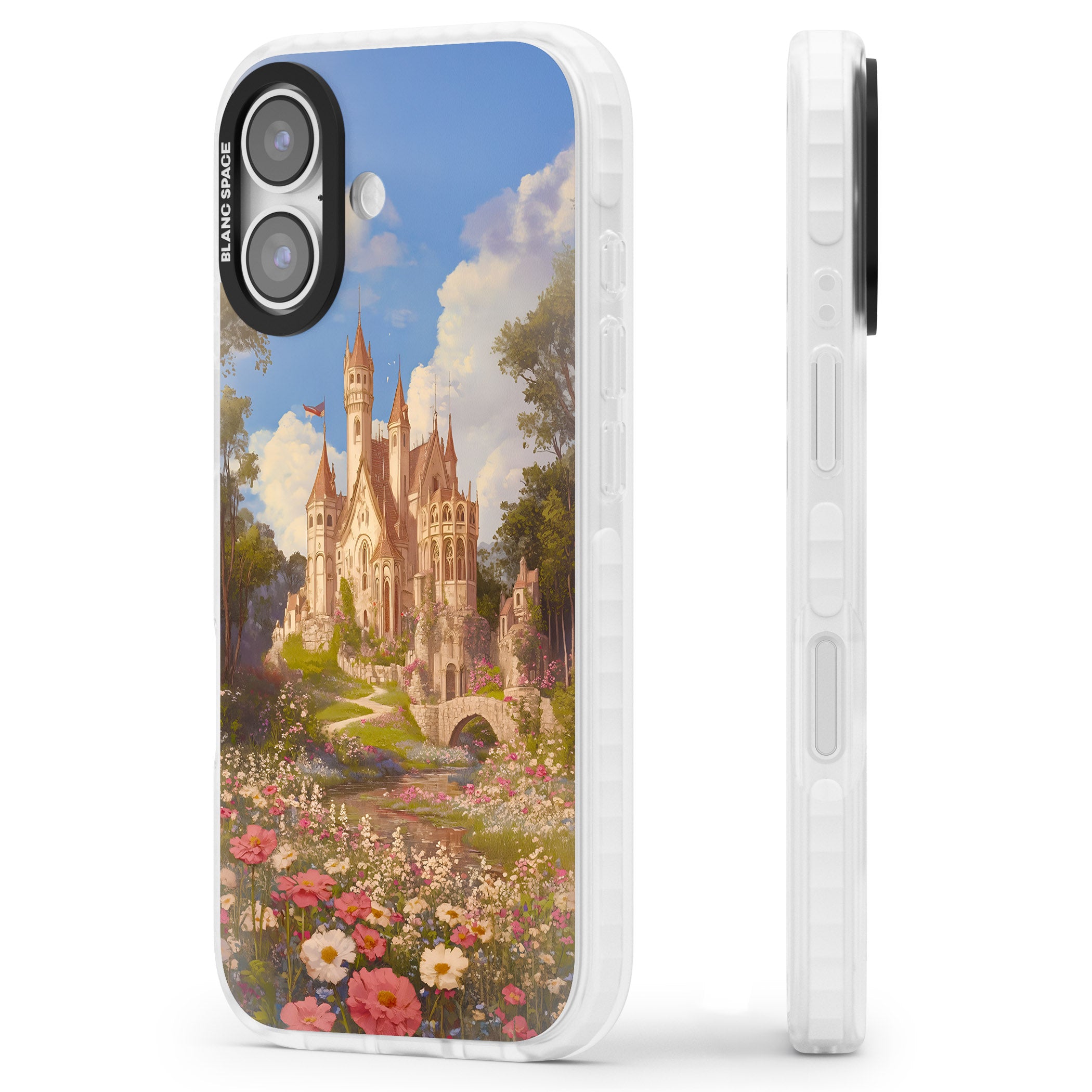 Castle Flower Fields iPhone 17 Impact Pro Clear Phone Case Side Profile