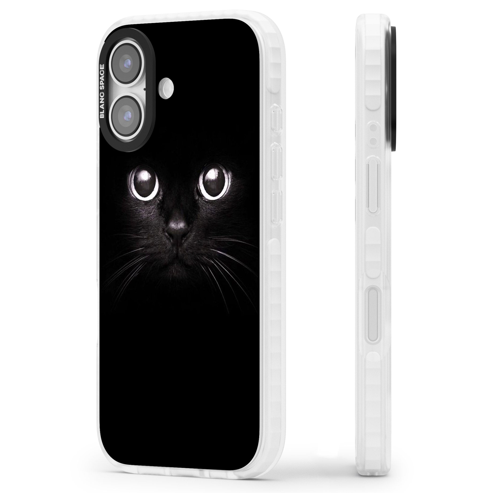 Black Cat iPhone 17 Impact Pro Clear Phone Case Side Profile