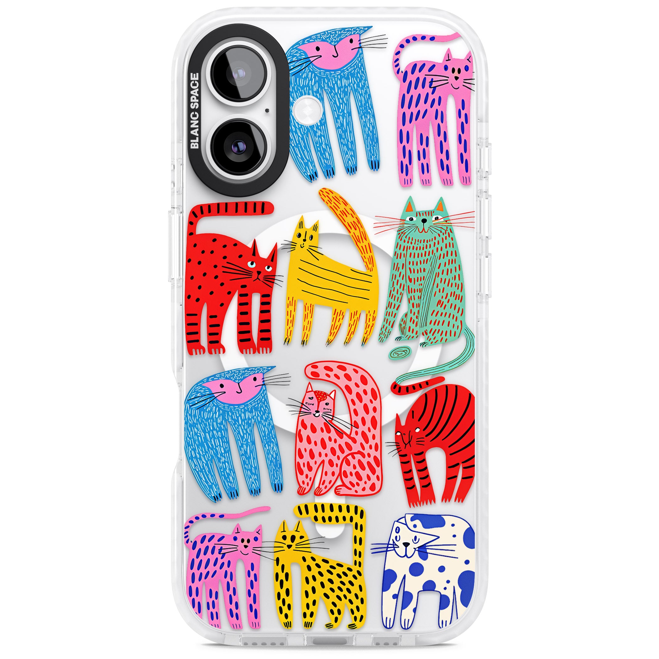 Abstract Colourful Cats iPhone 17 Impact Pro Clear Phone Case