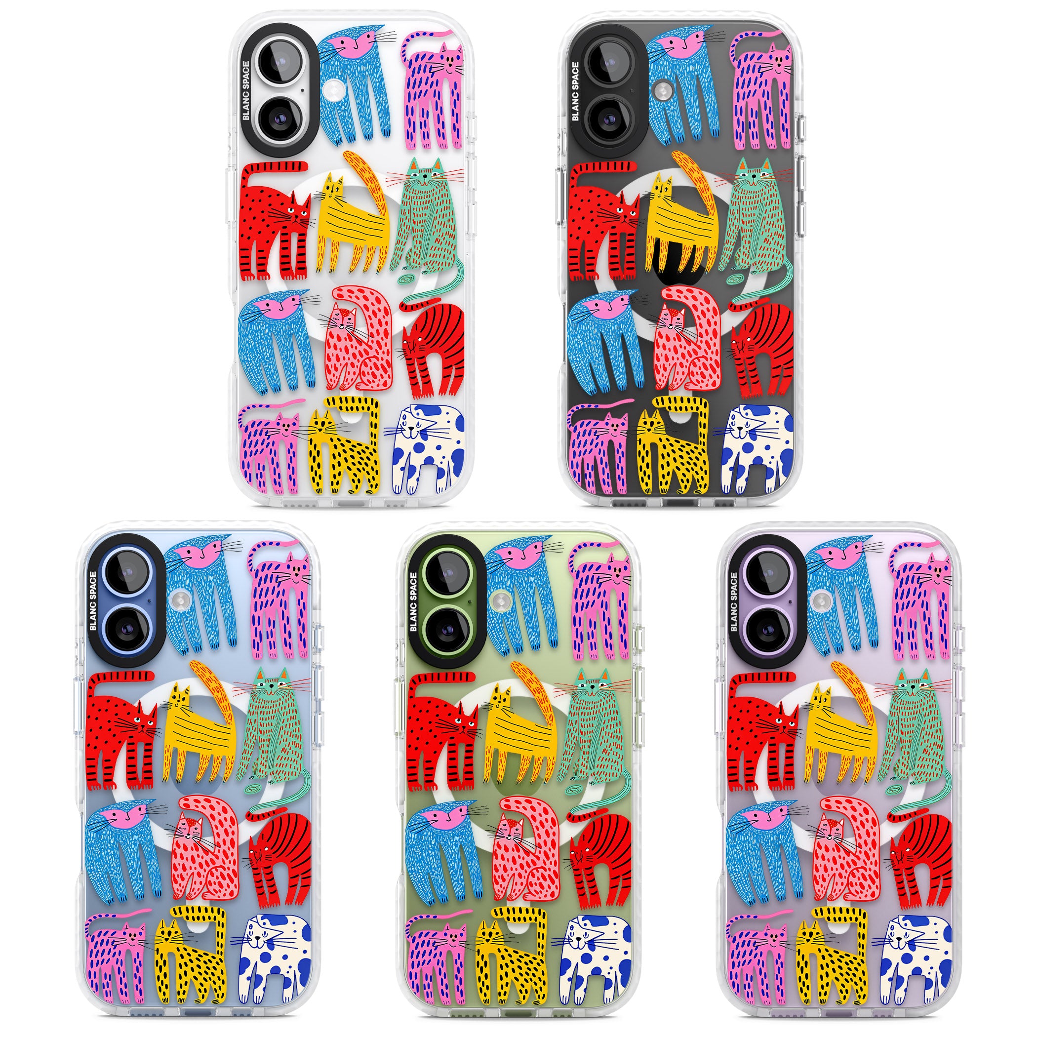 Abstract Colourful Cats iPhone 17 Impact Pro Clear Phone Case APT Impact Protection