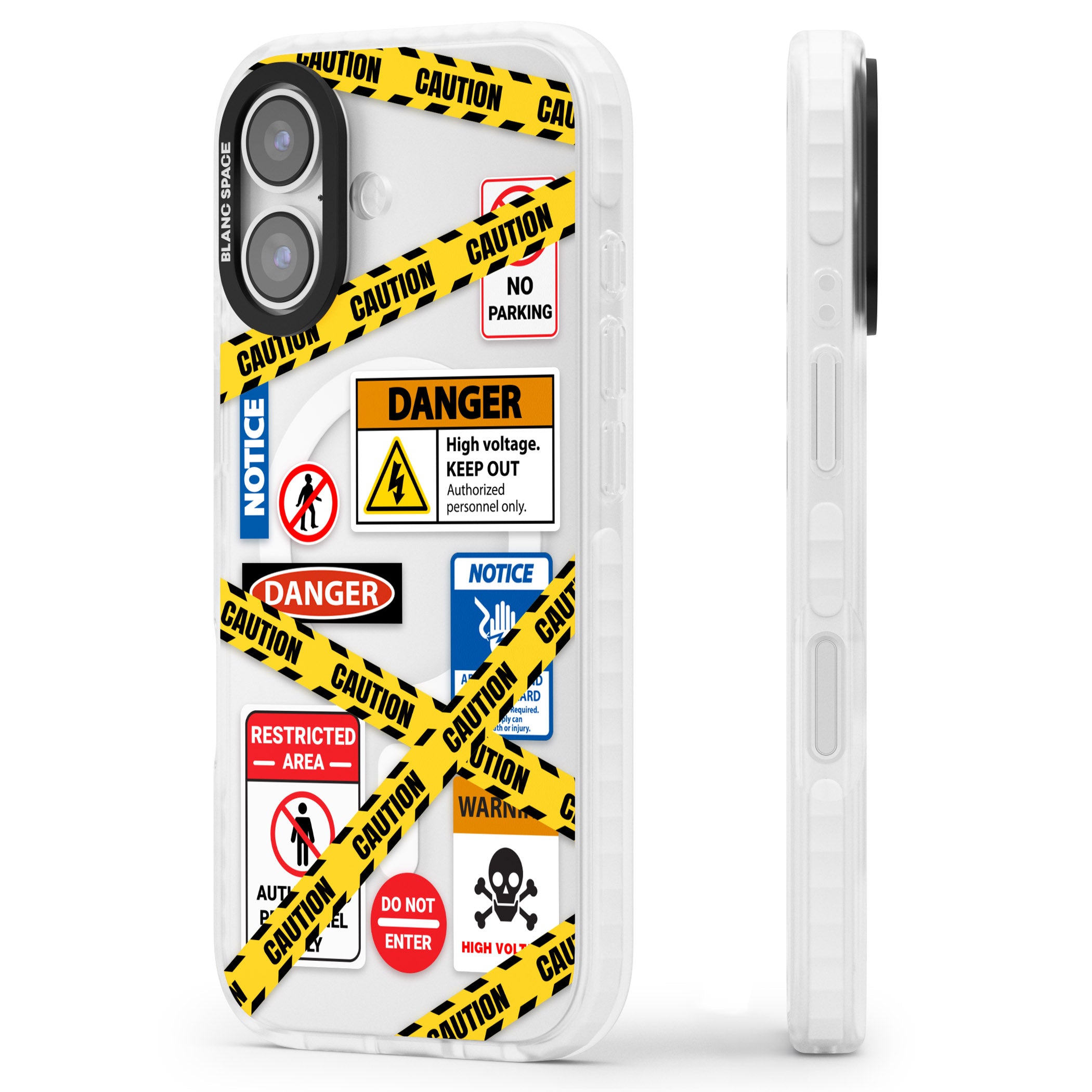 Caution Sign iPhone 17 Impact Pro Clear Phone Case Side Profile