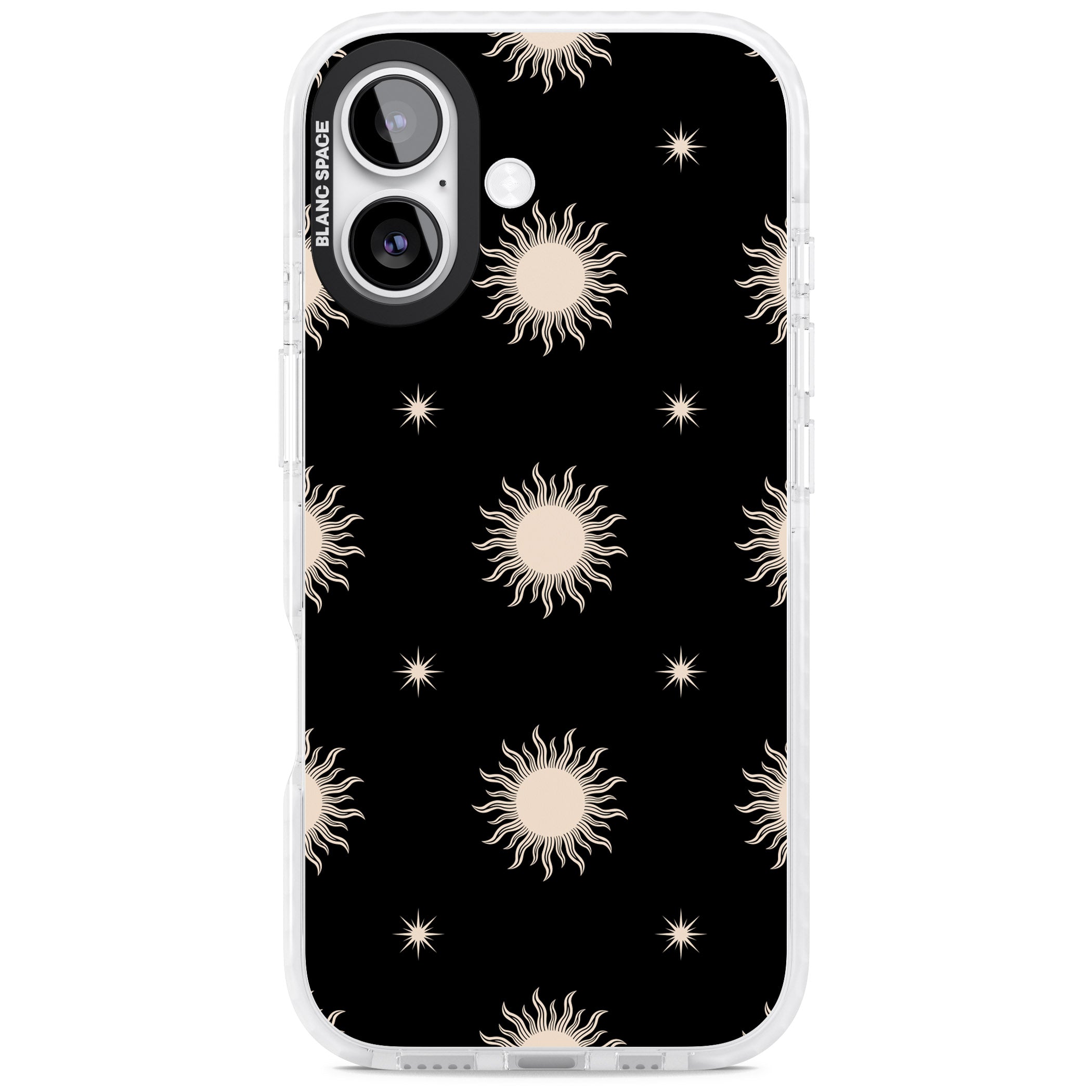 Celestial Patterns Classic Suns (Black) iPhone 17 Impact Pro Clear Phone Case