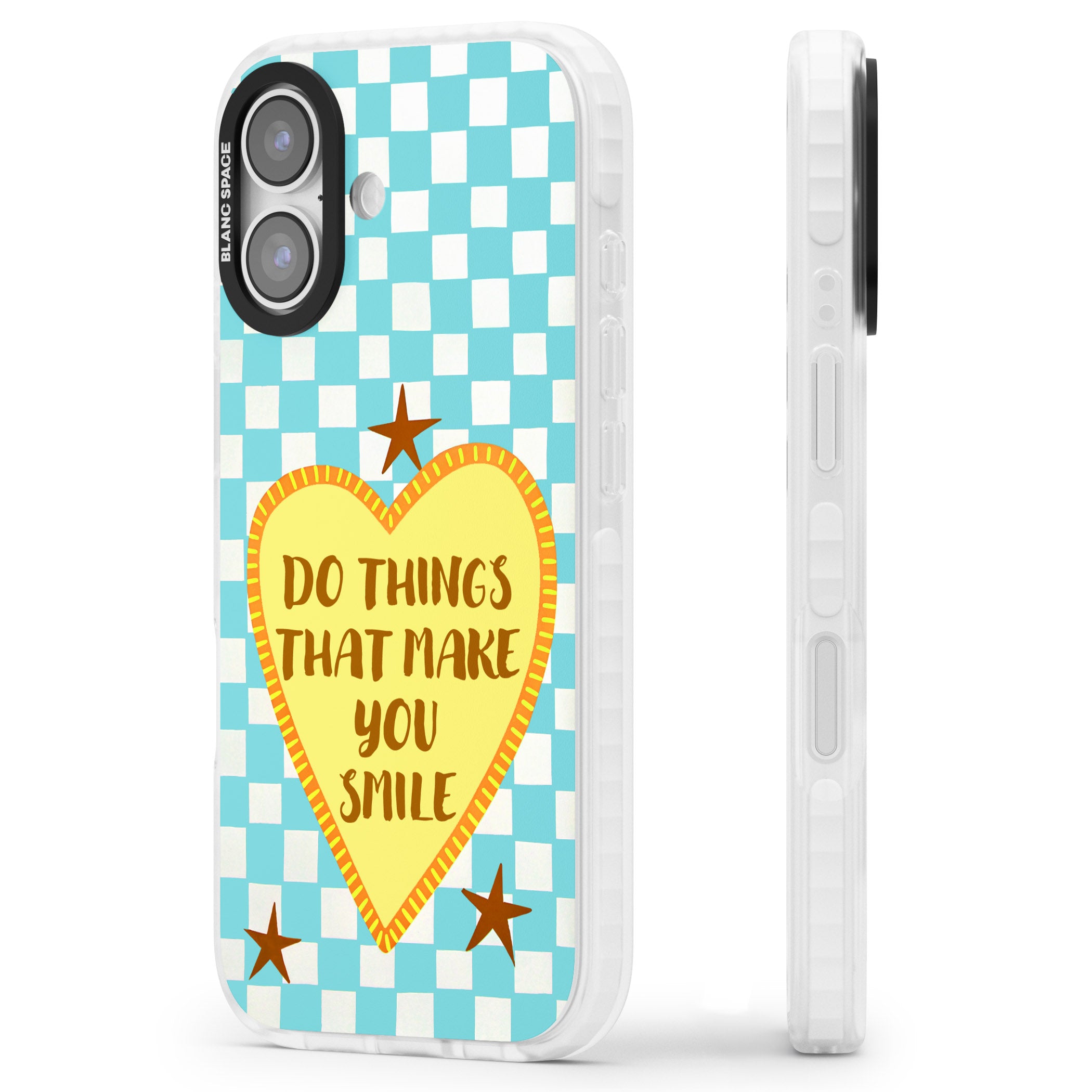 Do Things That Make You Smile iPhone 17 Impact Pro Clear Phone Case Side Profile