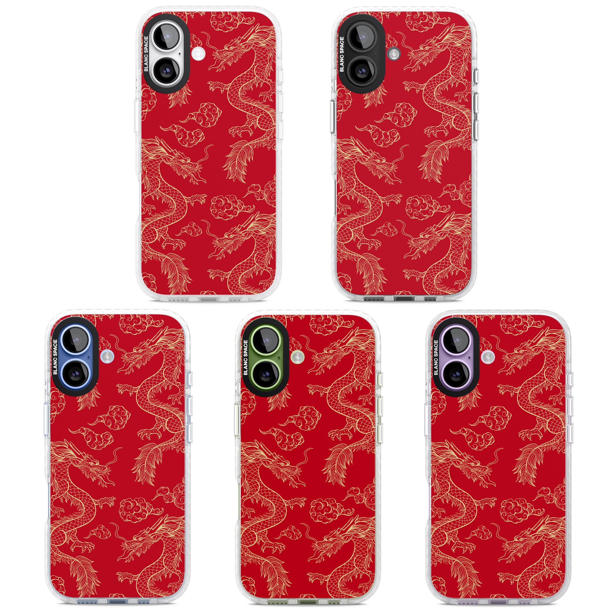 Red And Gold Dragon Pattern iPhone 17 Impact Pro Clear Phone Case APT Impact Protection
