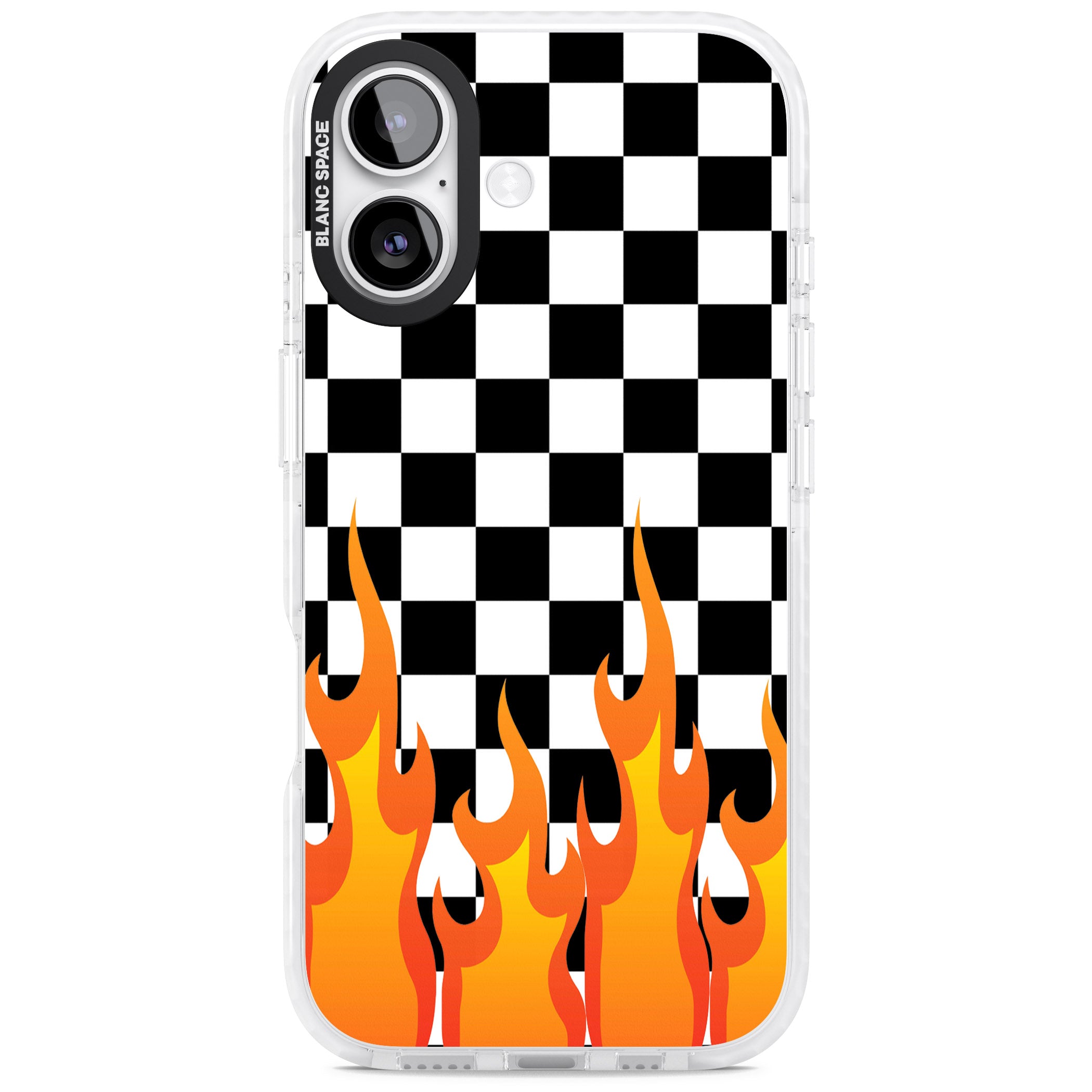 Checkered Fire iPhone 17 Impact Pro Clear Phone Case