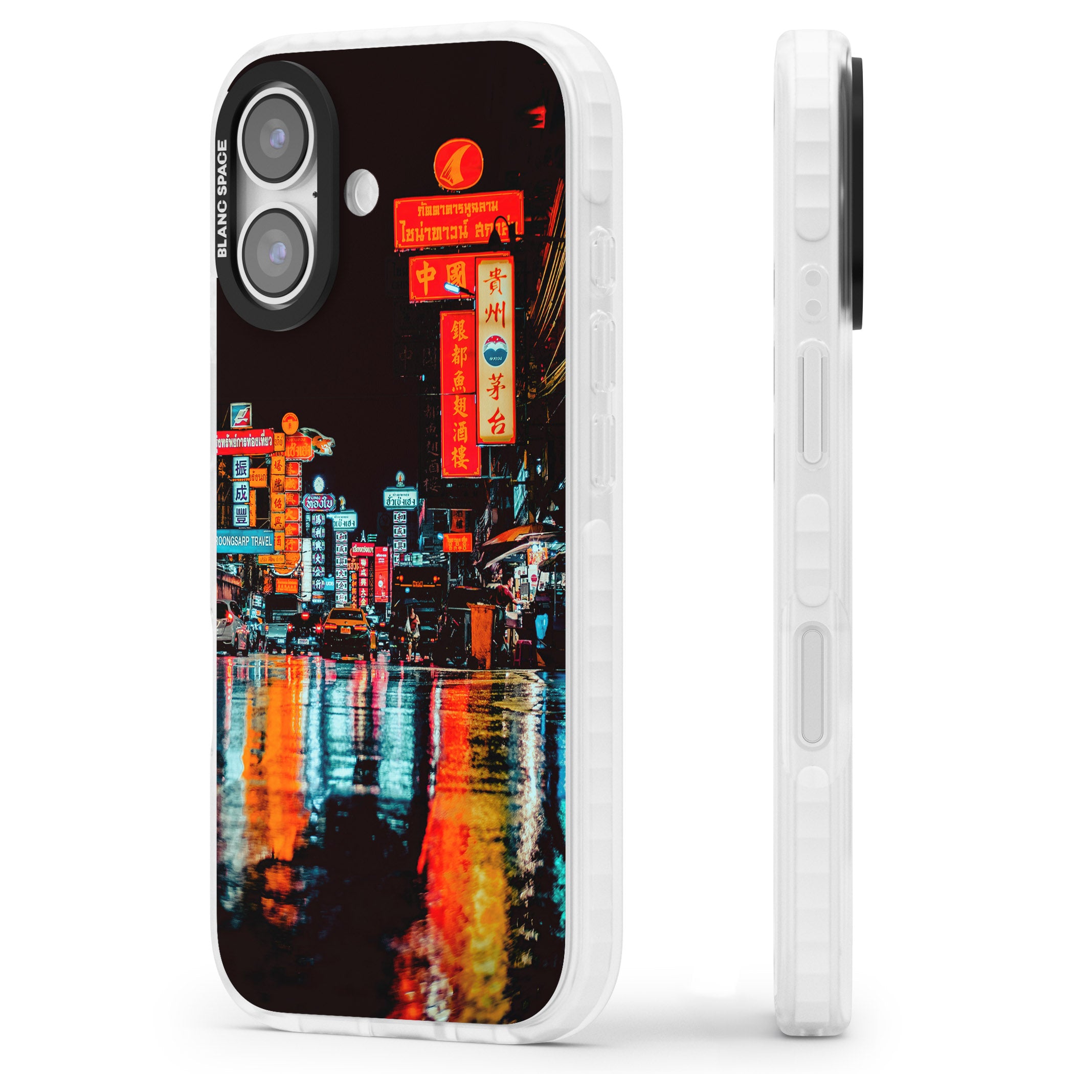 Neon City iPhone 17 Impact Pro Clear Phone Case Side Profile