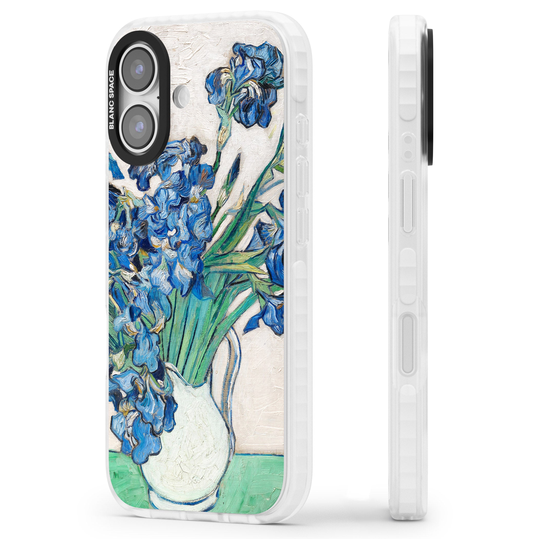 Irises By Vincent Van Gogh iPhone 17 Impact Pro Clear Phone Case Side Profile