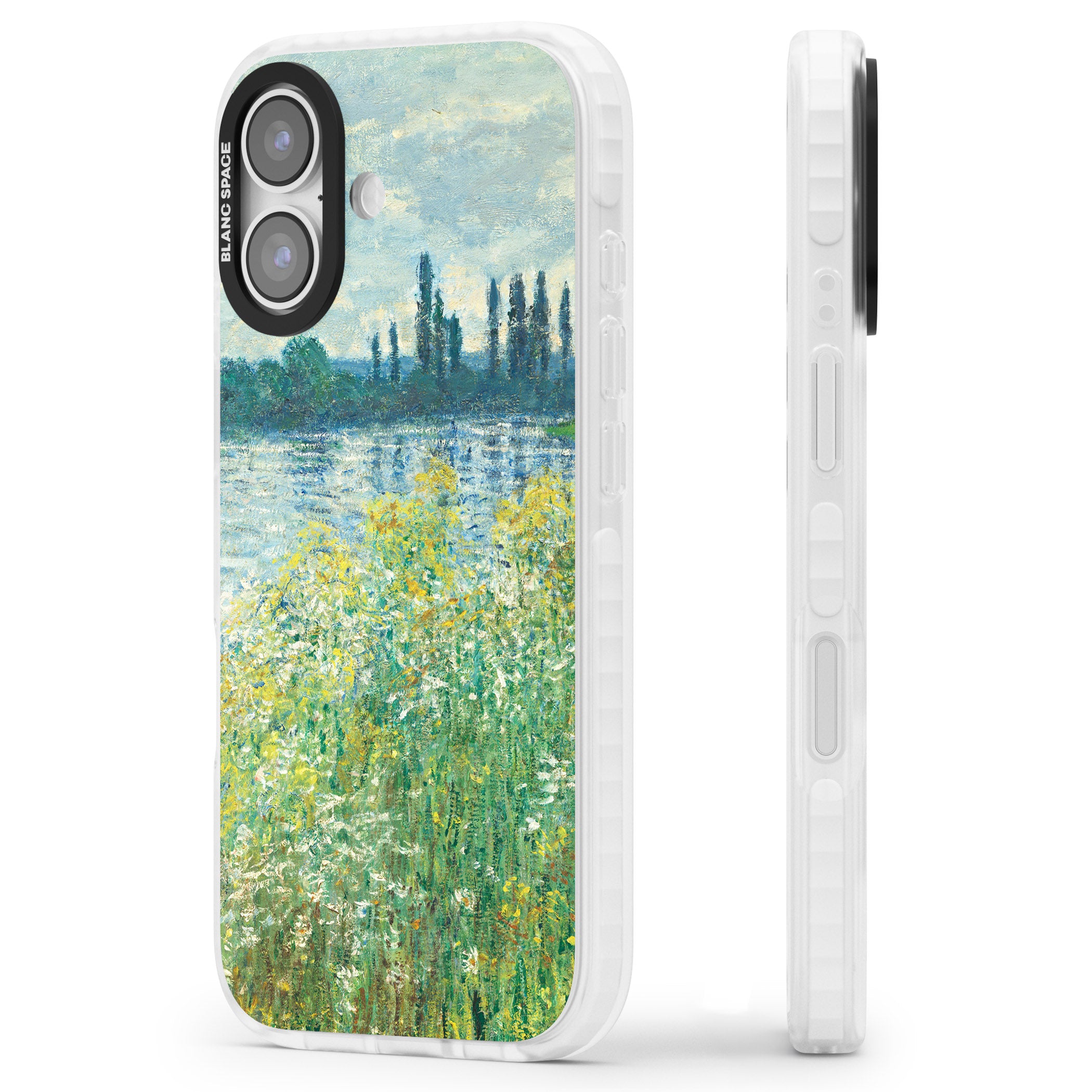 Banks Of The Seine By Claude Monet iPhone 17 Impact Pro Clear Phone Case Side Profile