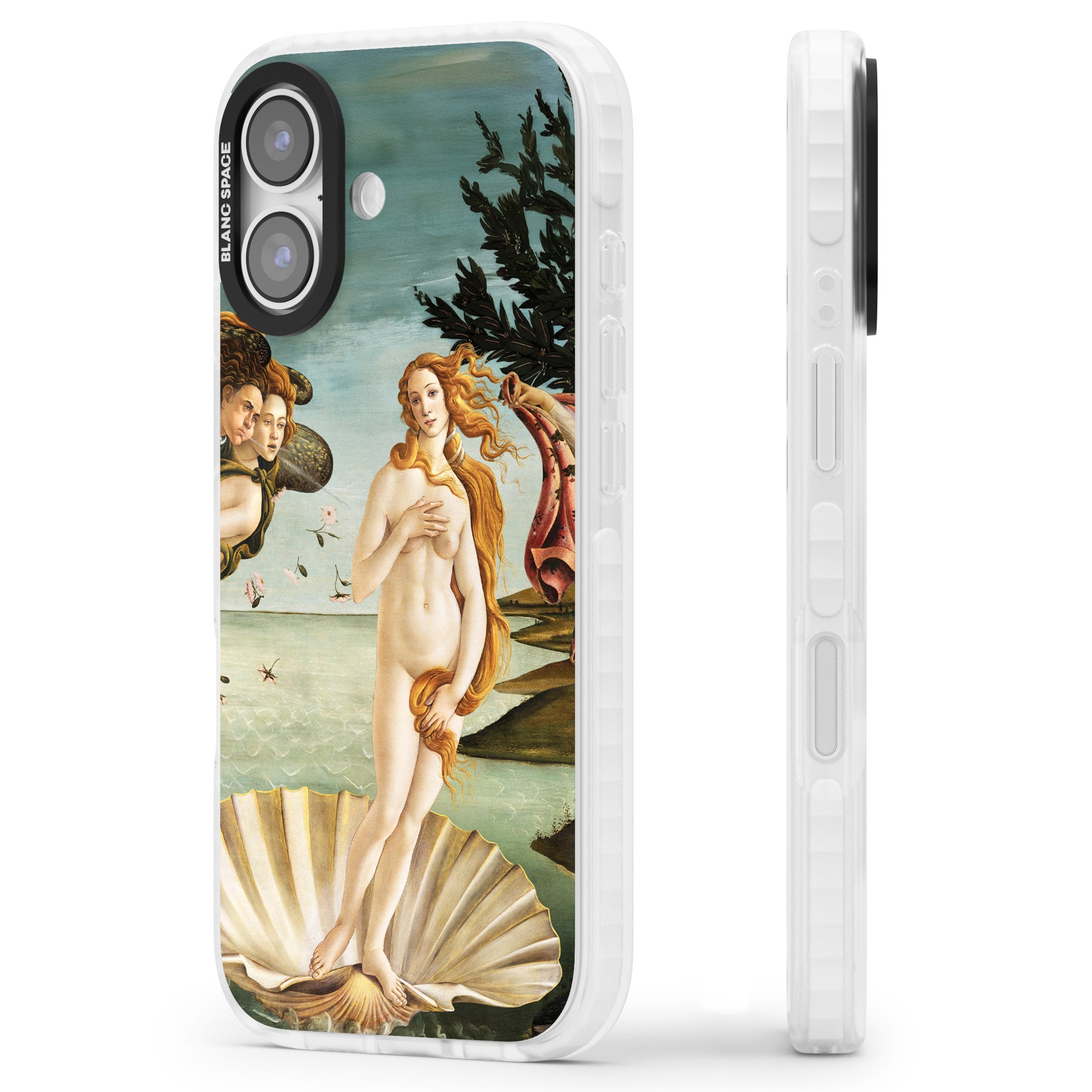 The Birth of Venus - Sandro Botticelli iPhone 17 Impact Pro Clear Phone Case Side Profile