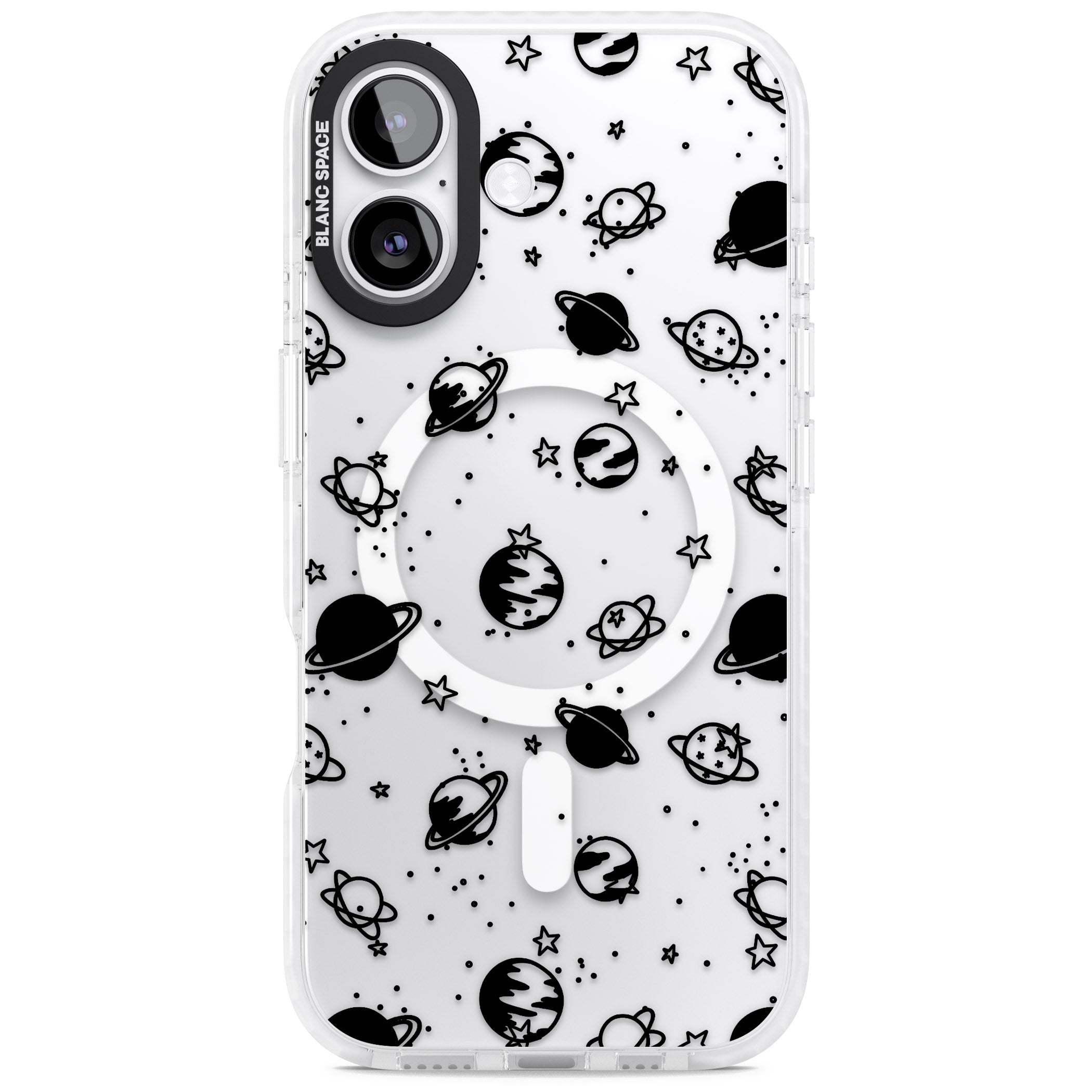Black Planets iPhone 17 Impact Pro Clear Phone Case