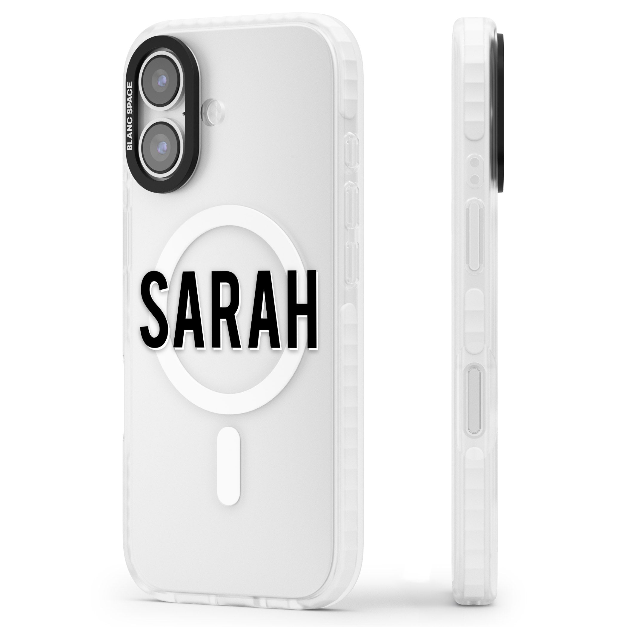 Personalised Clear Name iPhone 17 Impact Pro Clear Phone Case Side Profile