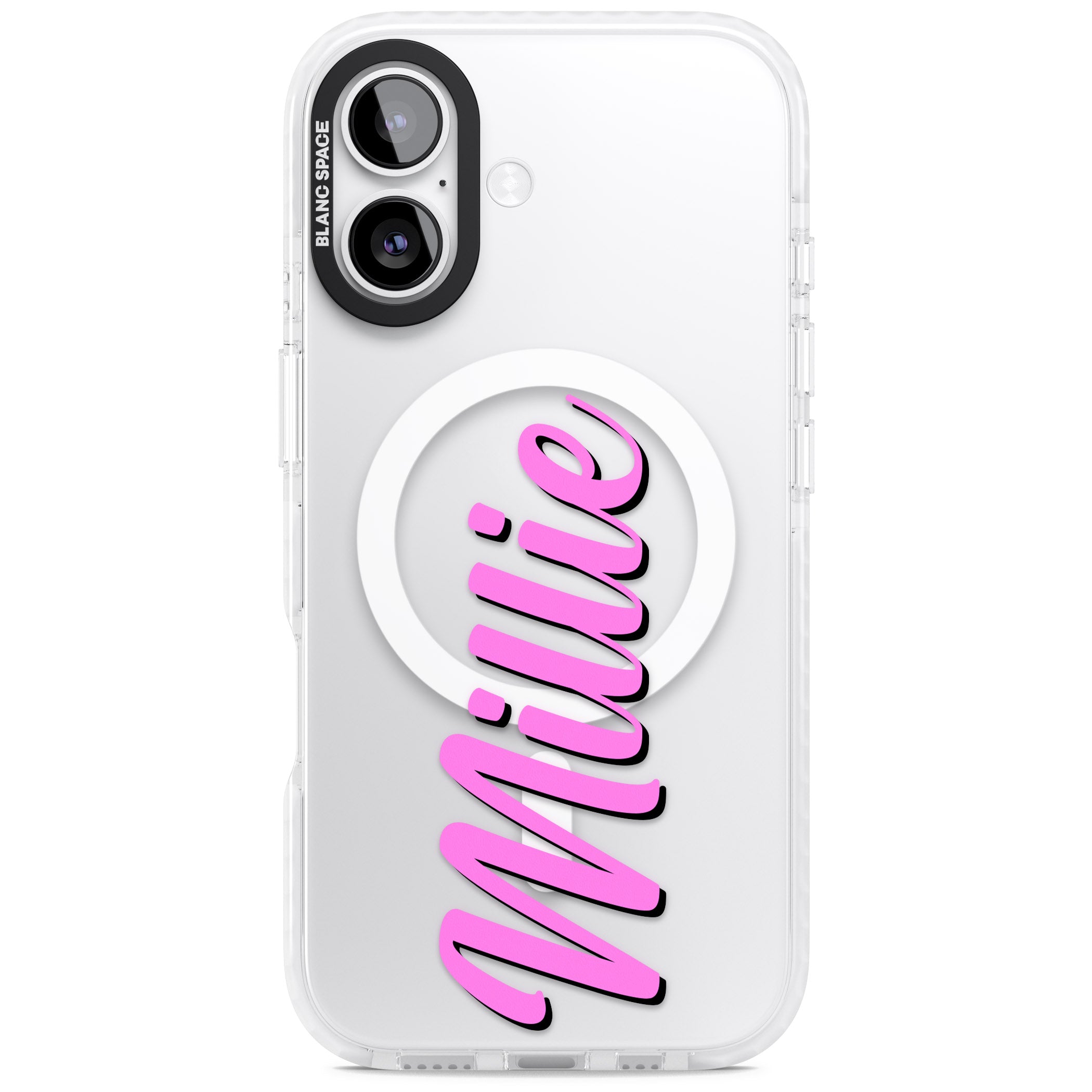 Personalised Cute Vertical Name iPhone 17 Impact Pro Clear Phone Case