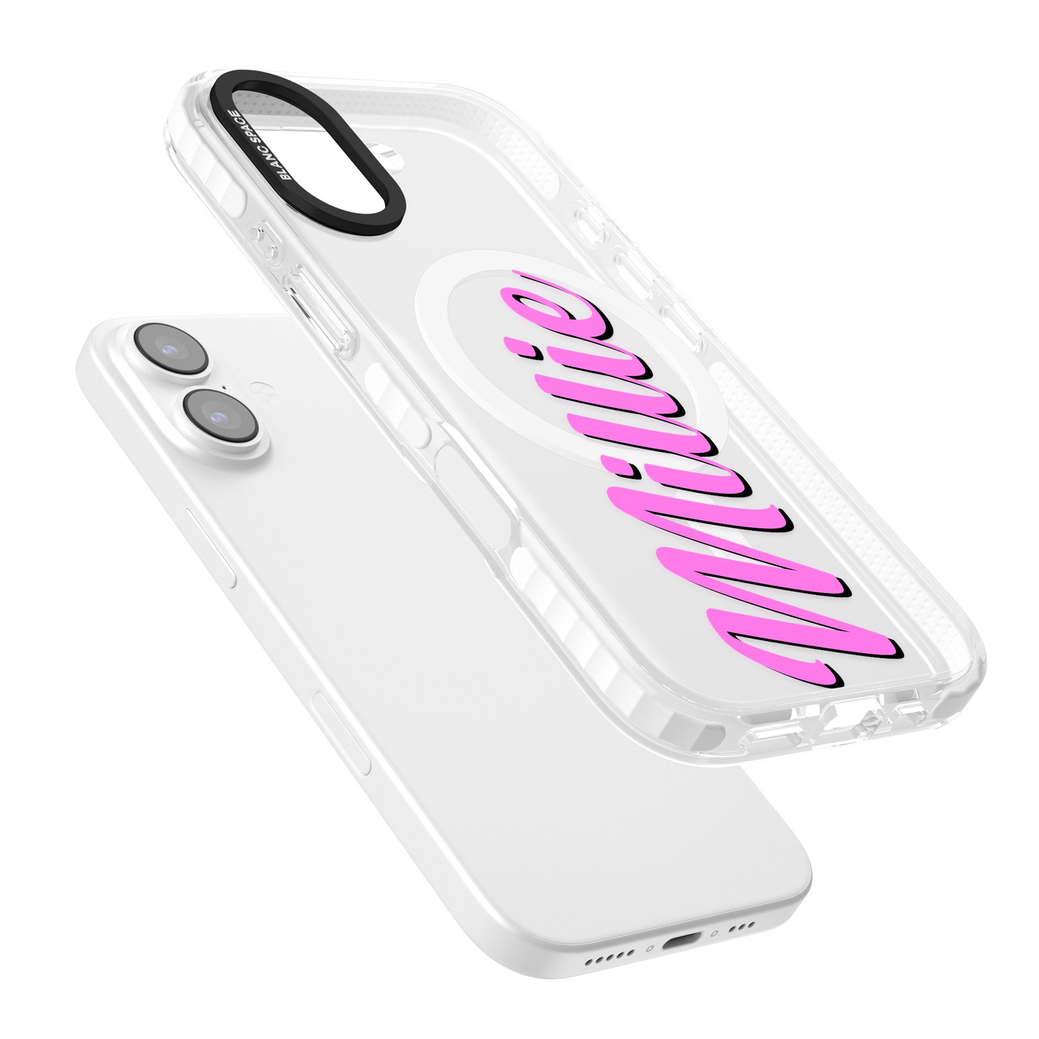 Personalised Cute Vertical Name iPhone 17 Impact Pro Clear Phone Case Colours