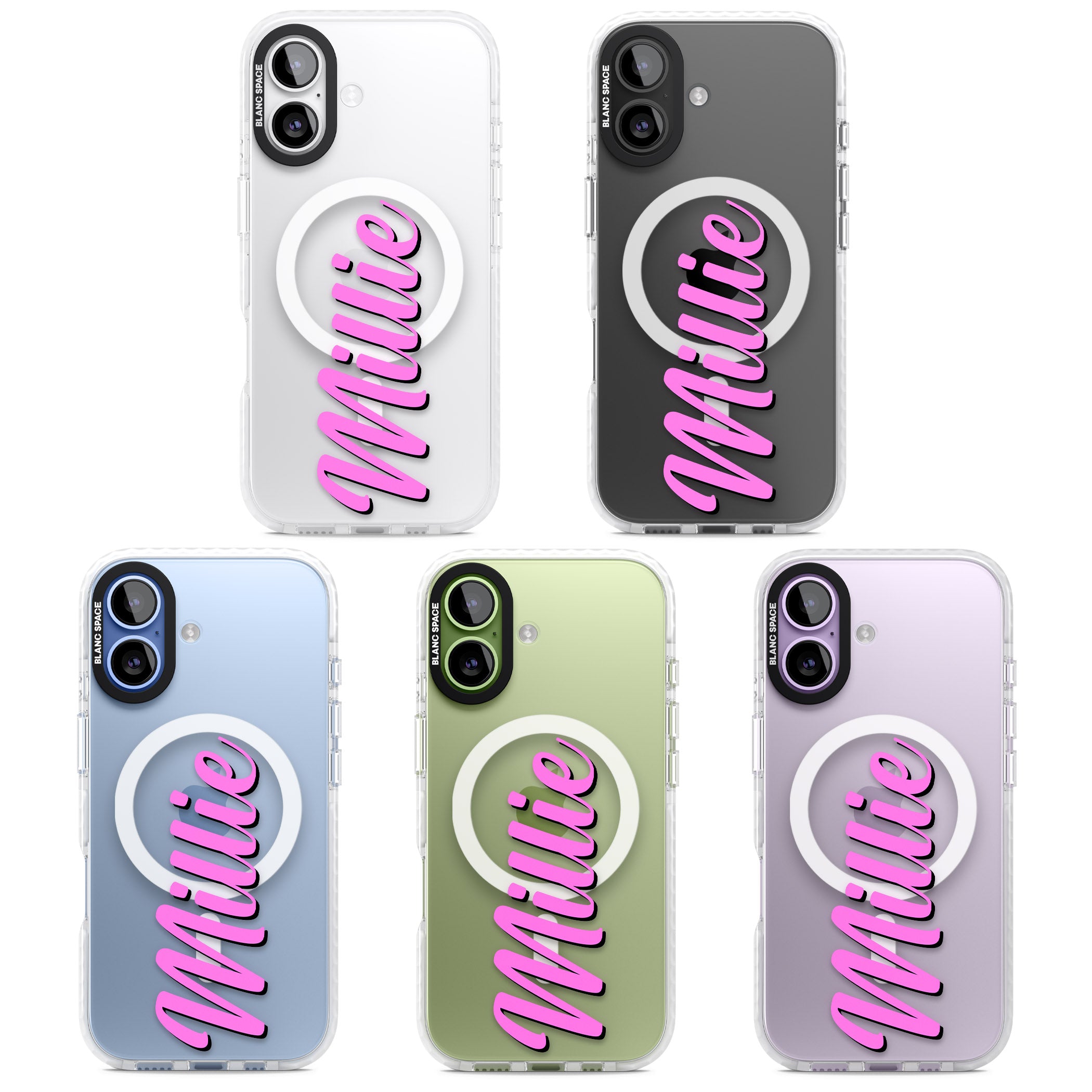 Personalised Cute Vertical Name iPhone 17 Impact Pro Clear Phone Case APT Impact Protection