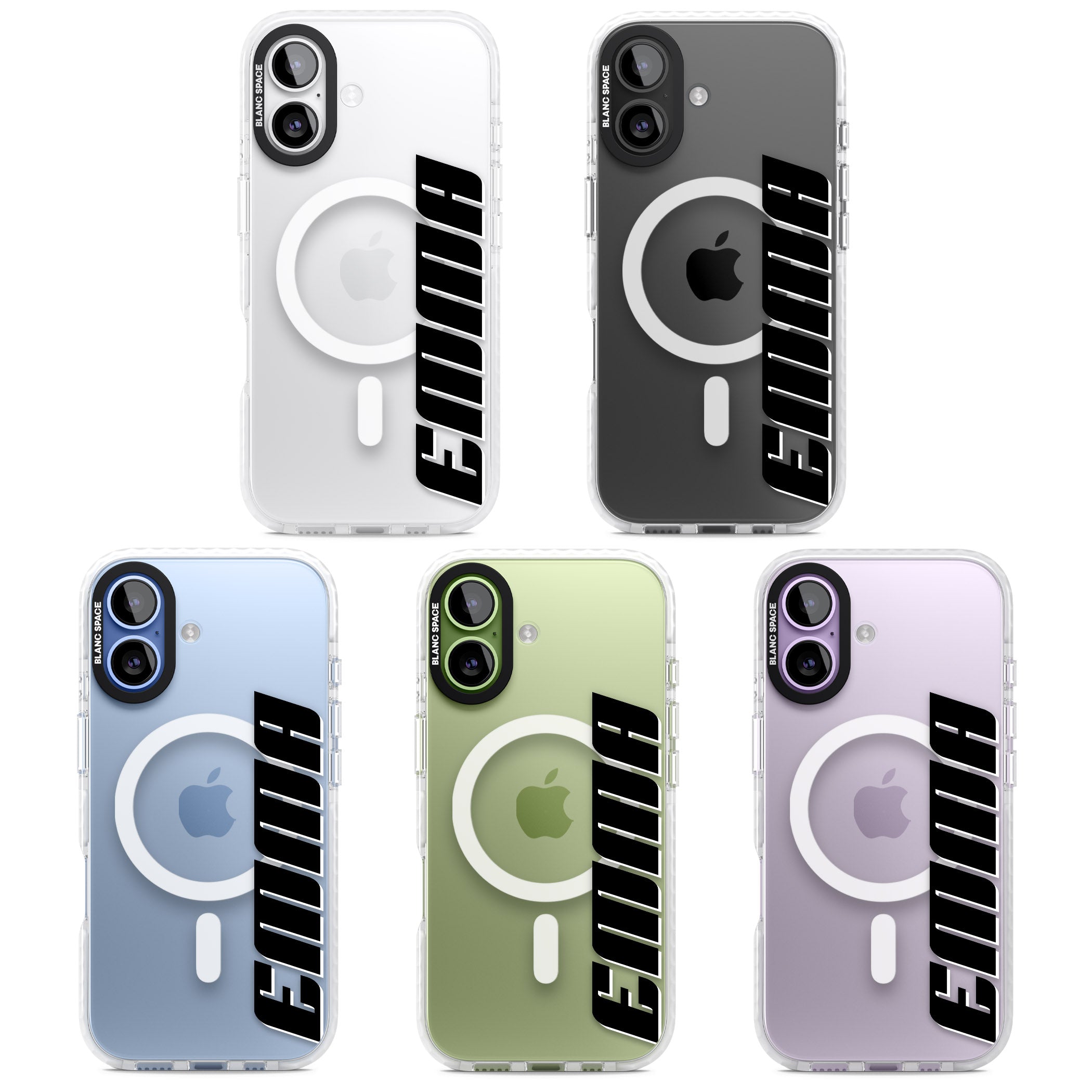 Personalised Vertical Bold Name iPhone 17 Impact Pro Clear Phone Case APT Impact Protection