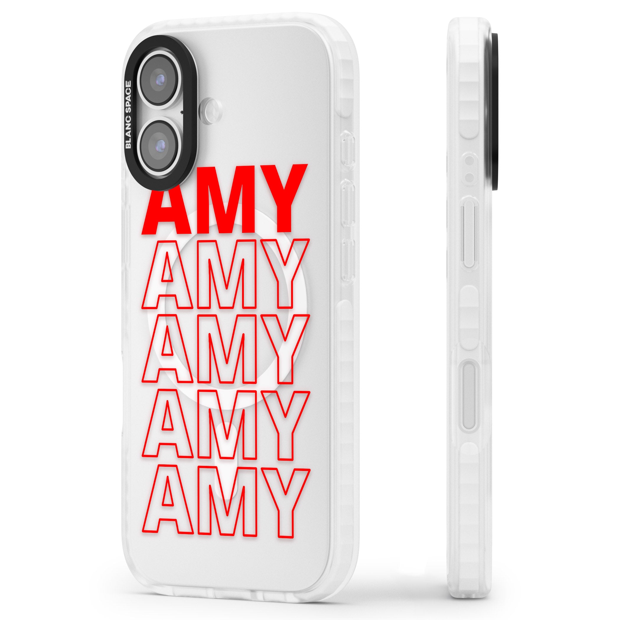 Personalised Bold Name Repeat iPhone 17 Impact Pro Clear Phone Case Side Profile
