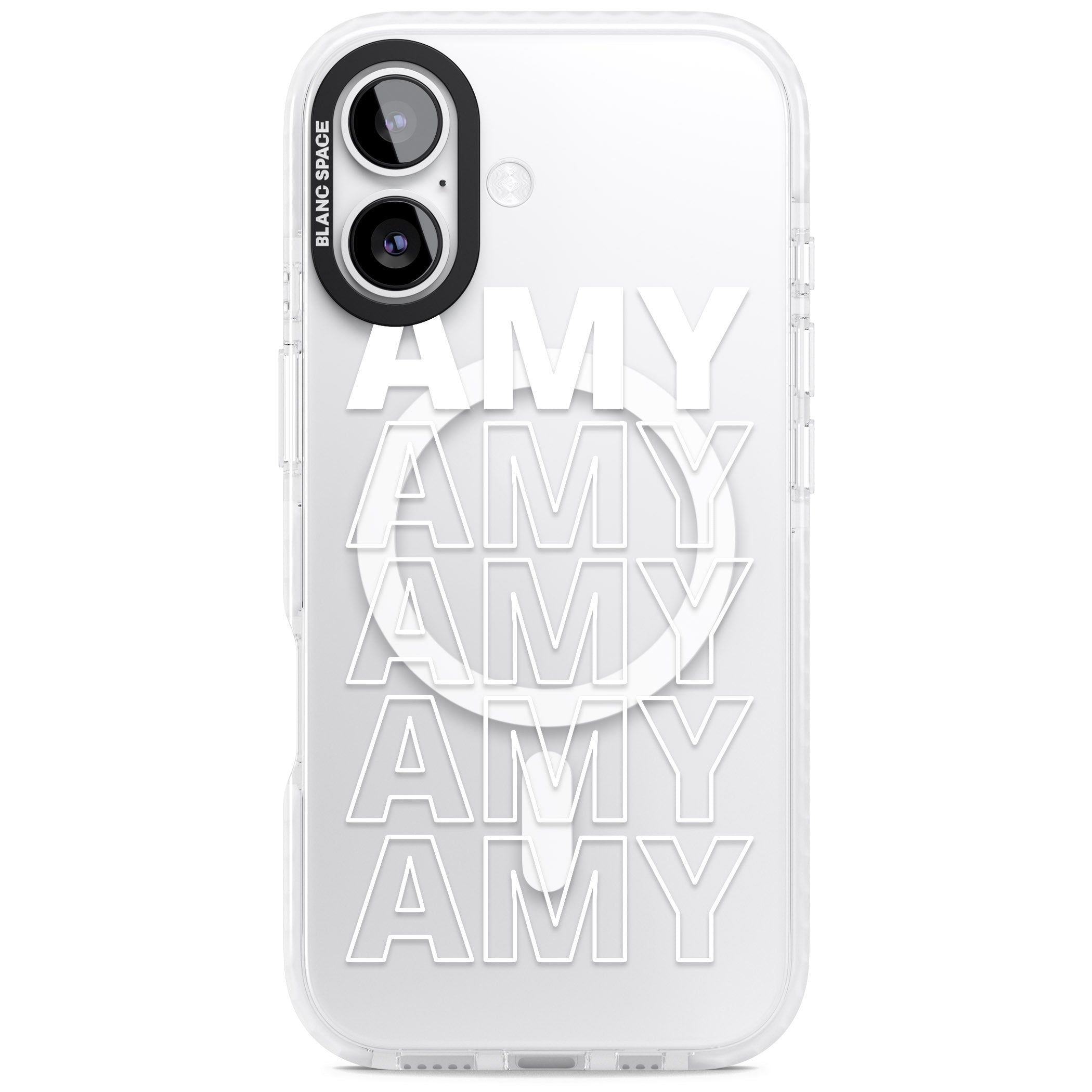 Personalised Bold Name Repeated iPhone 17 Impact Pro Clear Phone Case