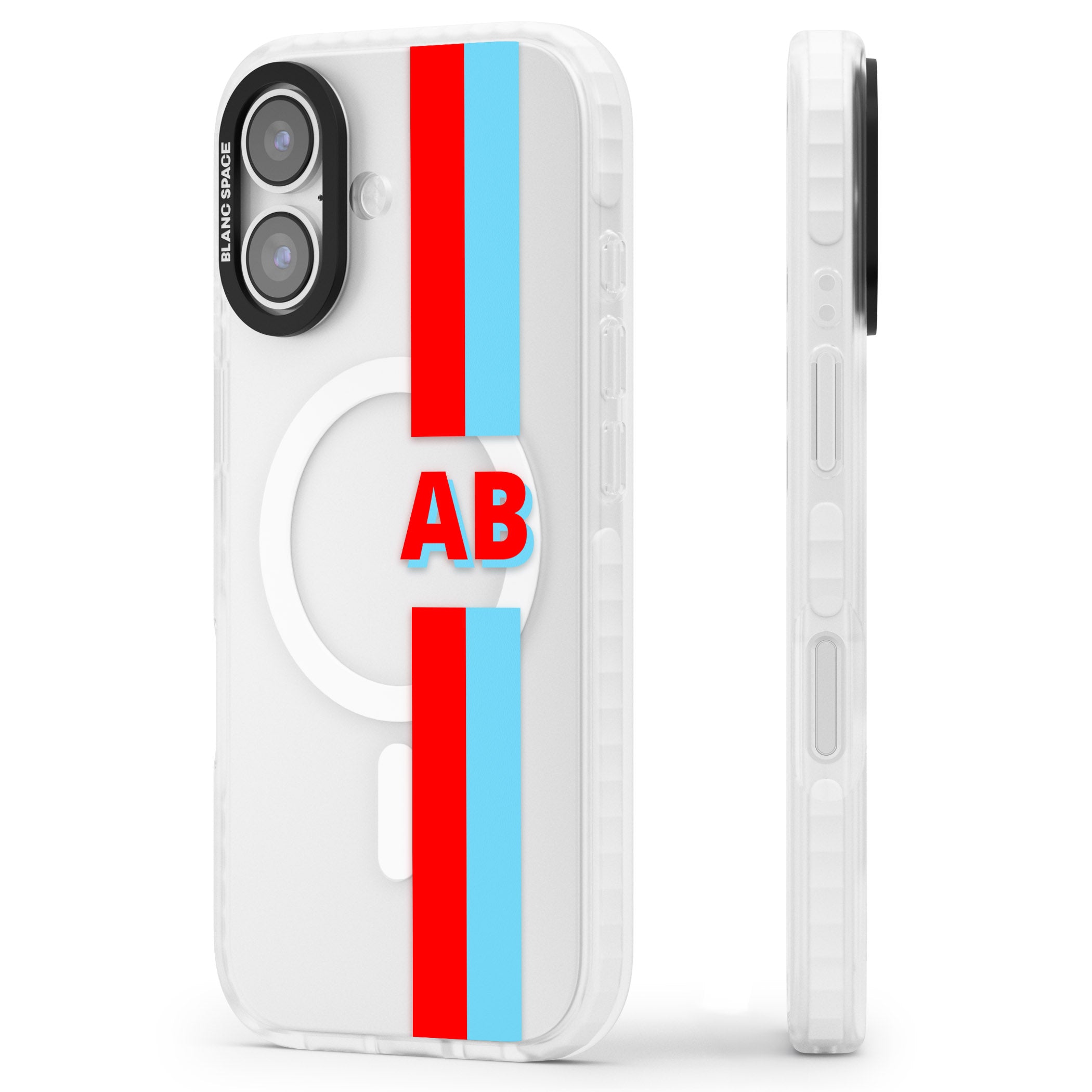 Personalised Bold Striped iPhone 17 Impact Pro Clear Phone Case Side Profile