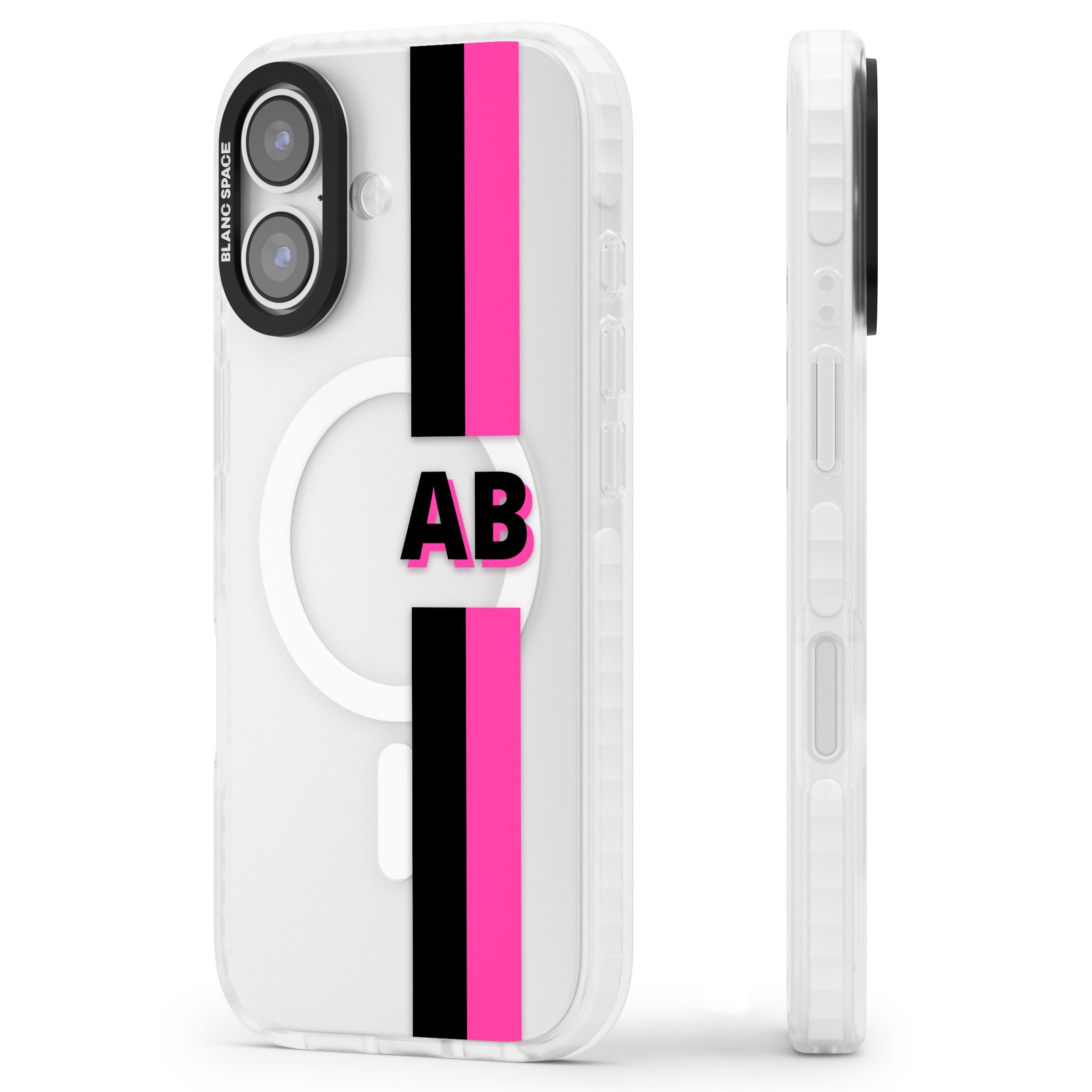Personalised Bold Name Stripe iPhone 17 Impact Pro Clear Phone Case Side Profile