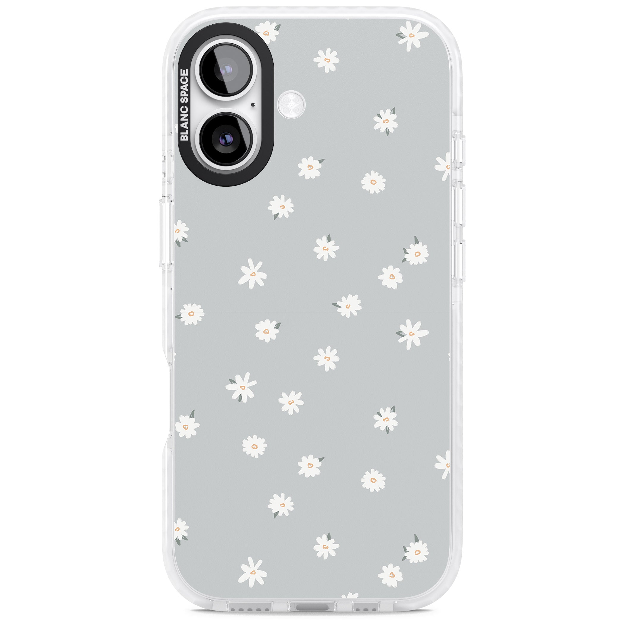 Painted Daisy Blue Grey iPhone 17 Impact Pro Clear Phone Case
