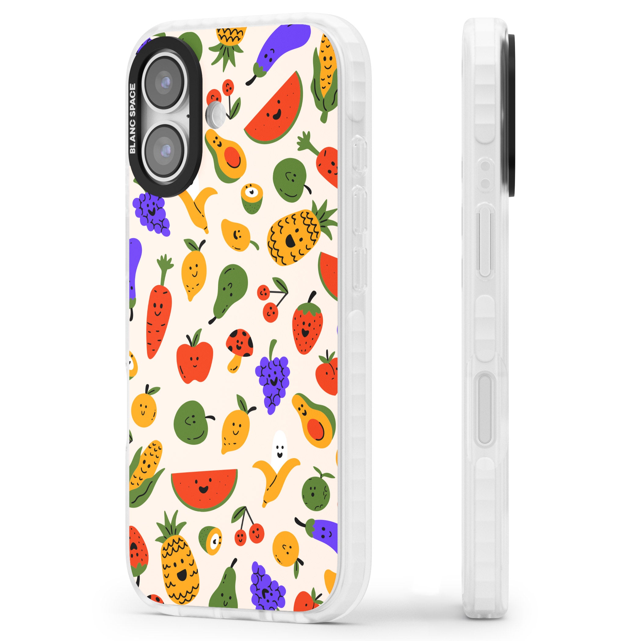 Kawaii Fruit iPhone 17 Impact Pro Clear Phone Case Side Profile